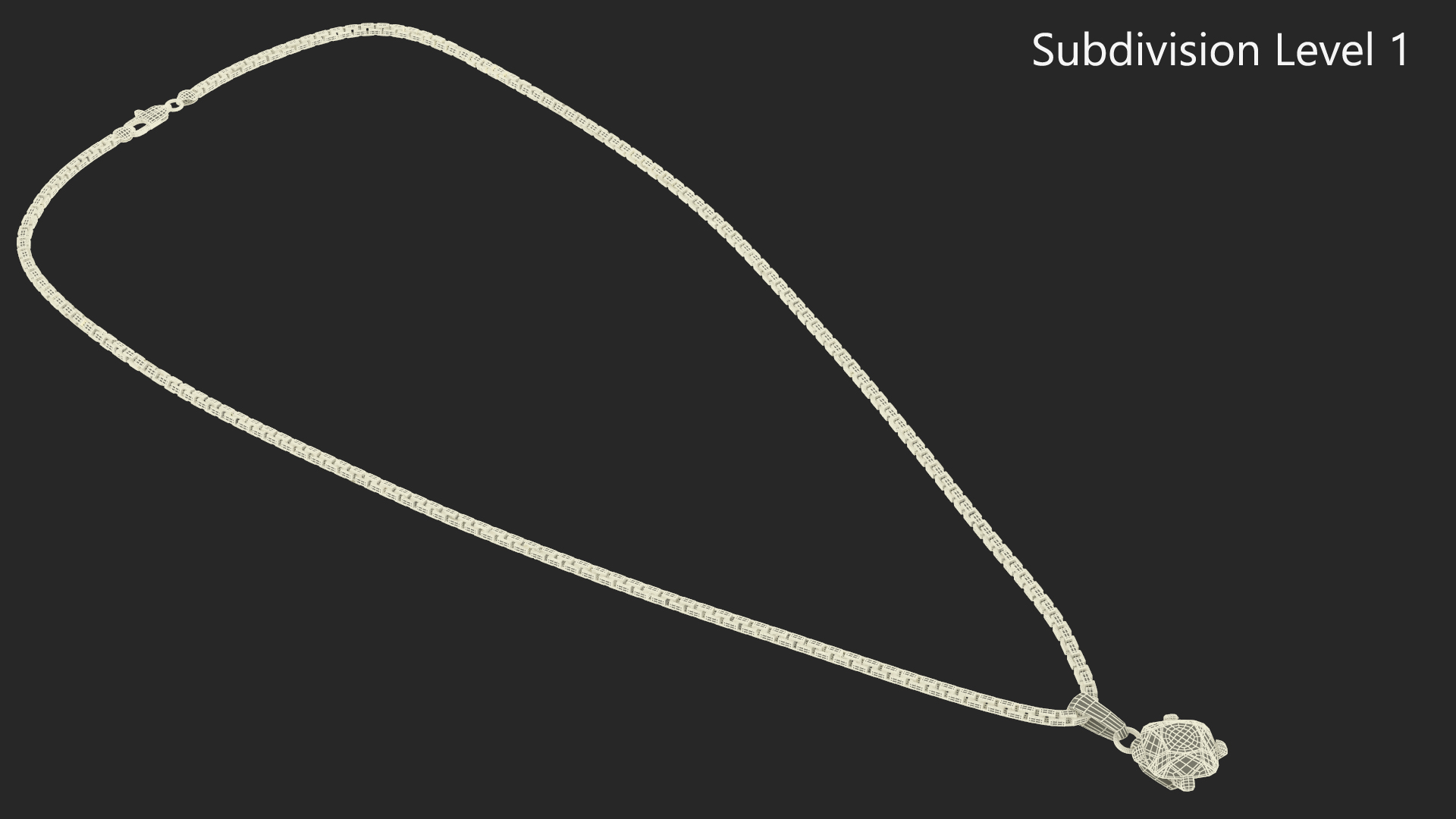 Silver Necklace with Gem 3D model
