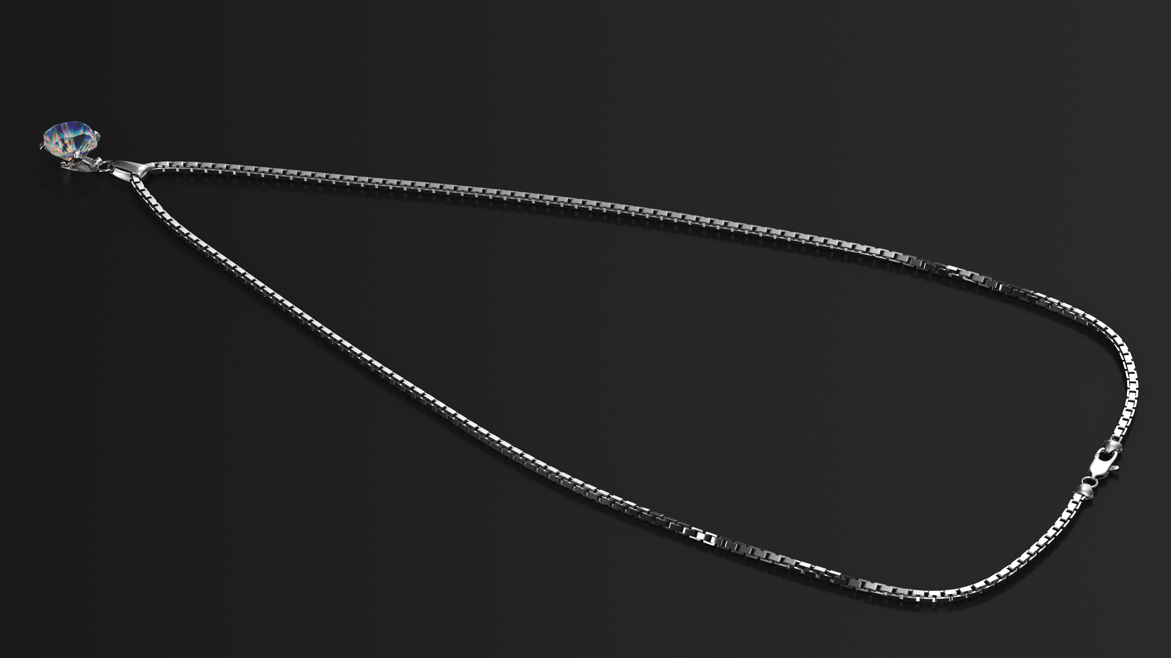 Silver Necklace with Gem 3D model