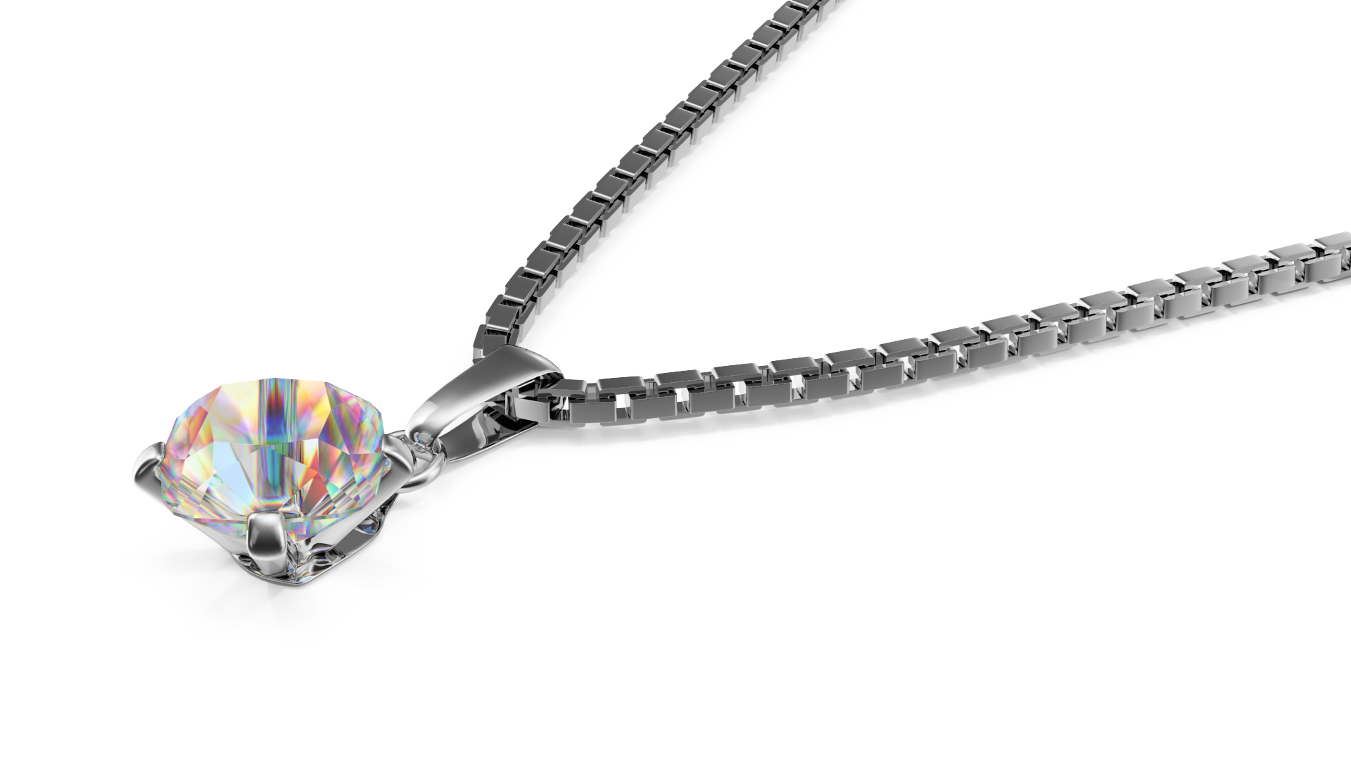 Silver Necklace with Gem 3D model