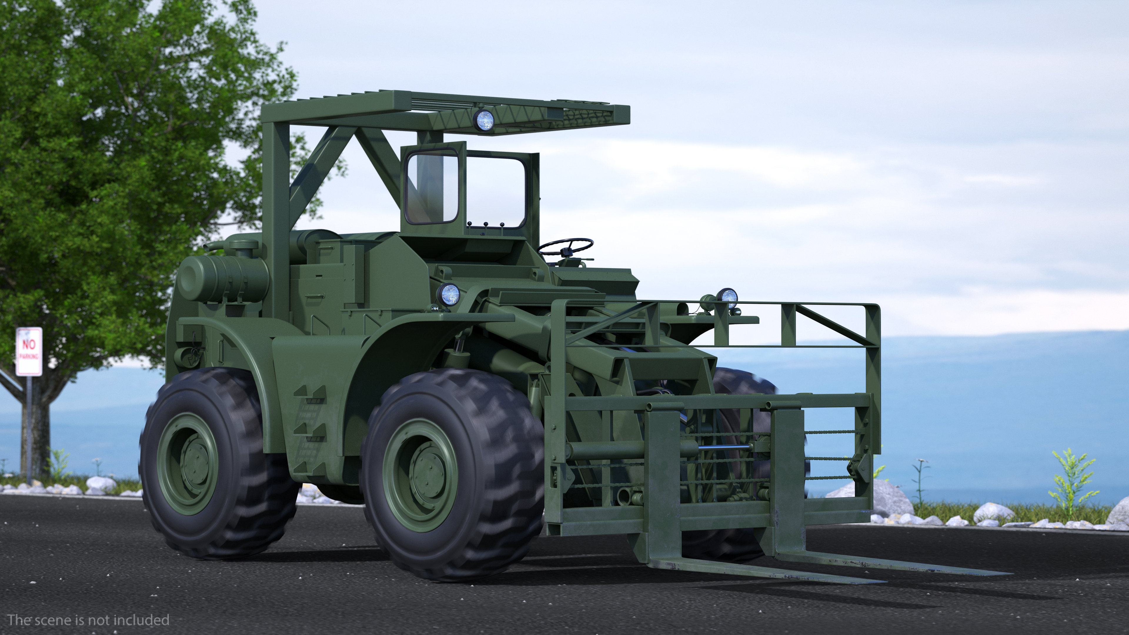 Pettibone Rough Terrain Military Forklift Green 3D