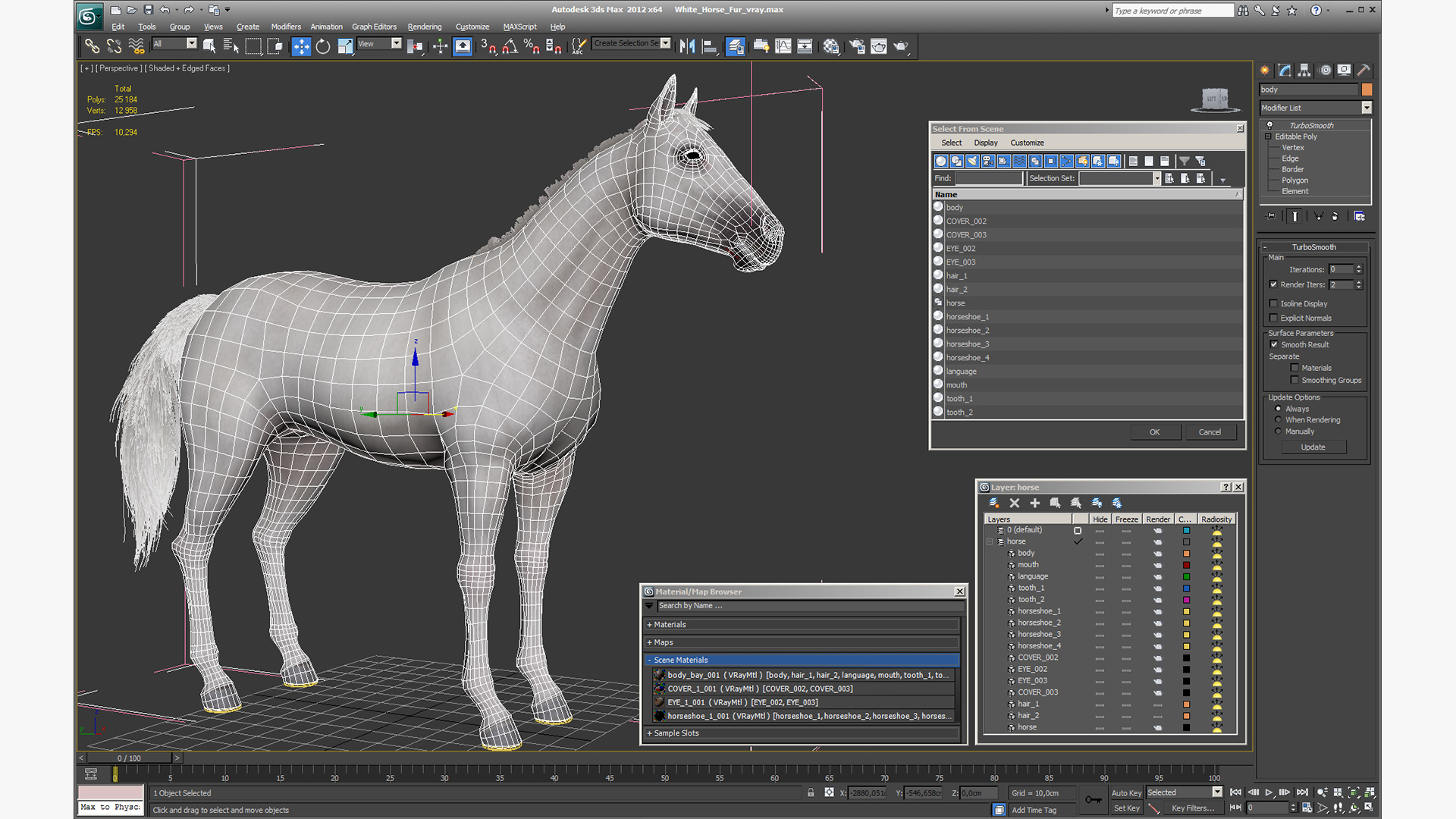 3D model White Horse Fur