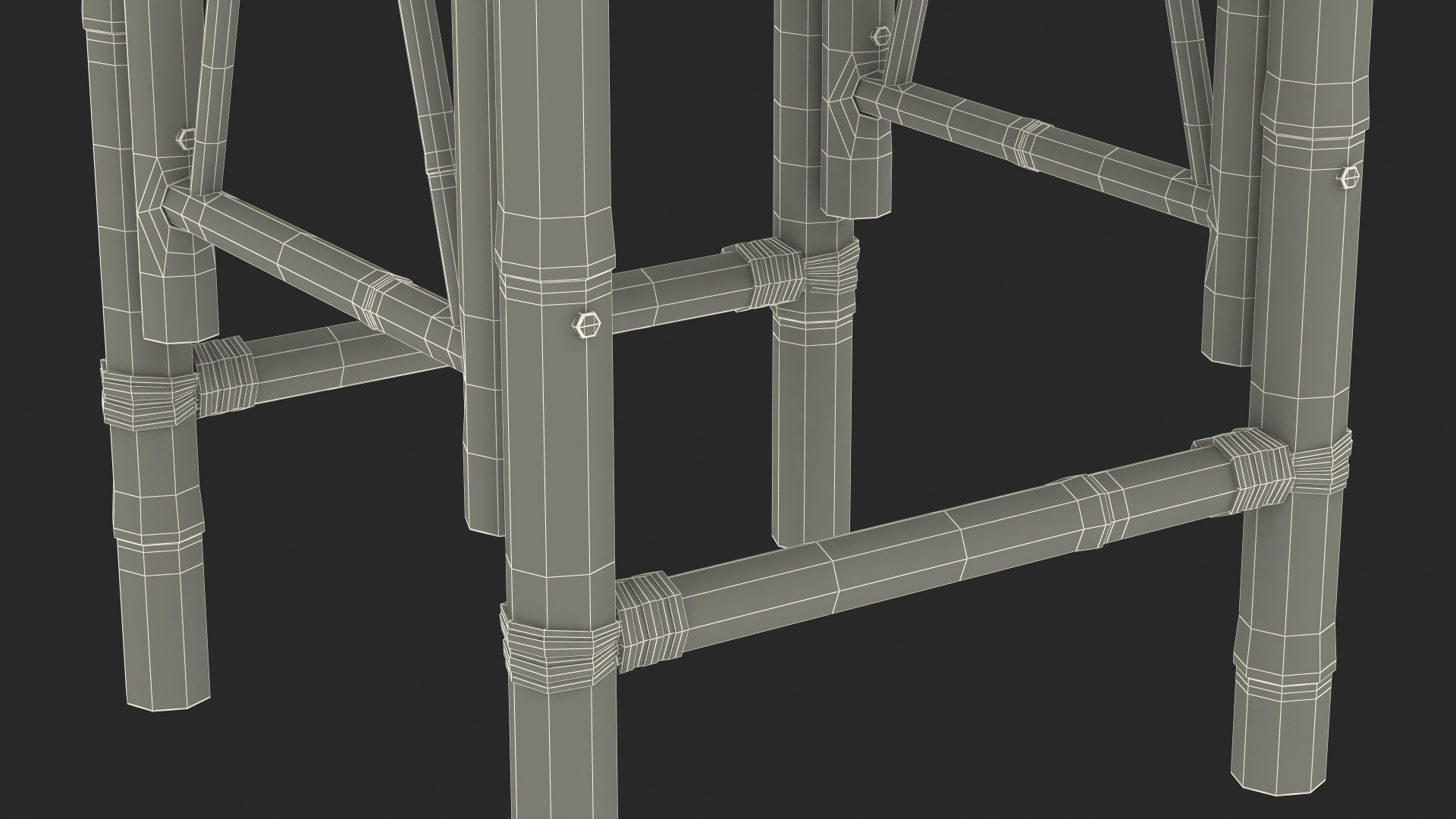 3D Bamboo Bar Stool Square model