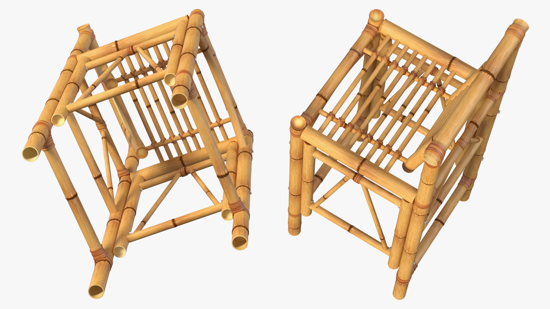 3D Bamboo Bar Stool Square model
