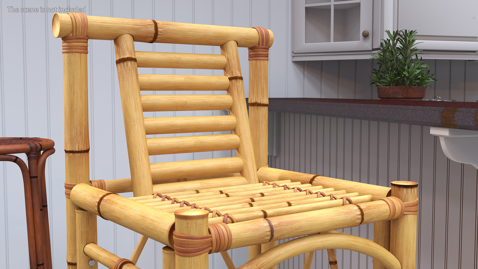 3D Bamboo Bar Stool Square model