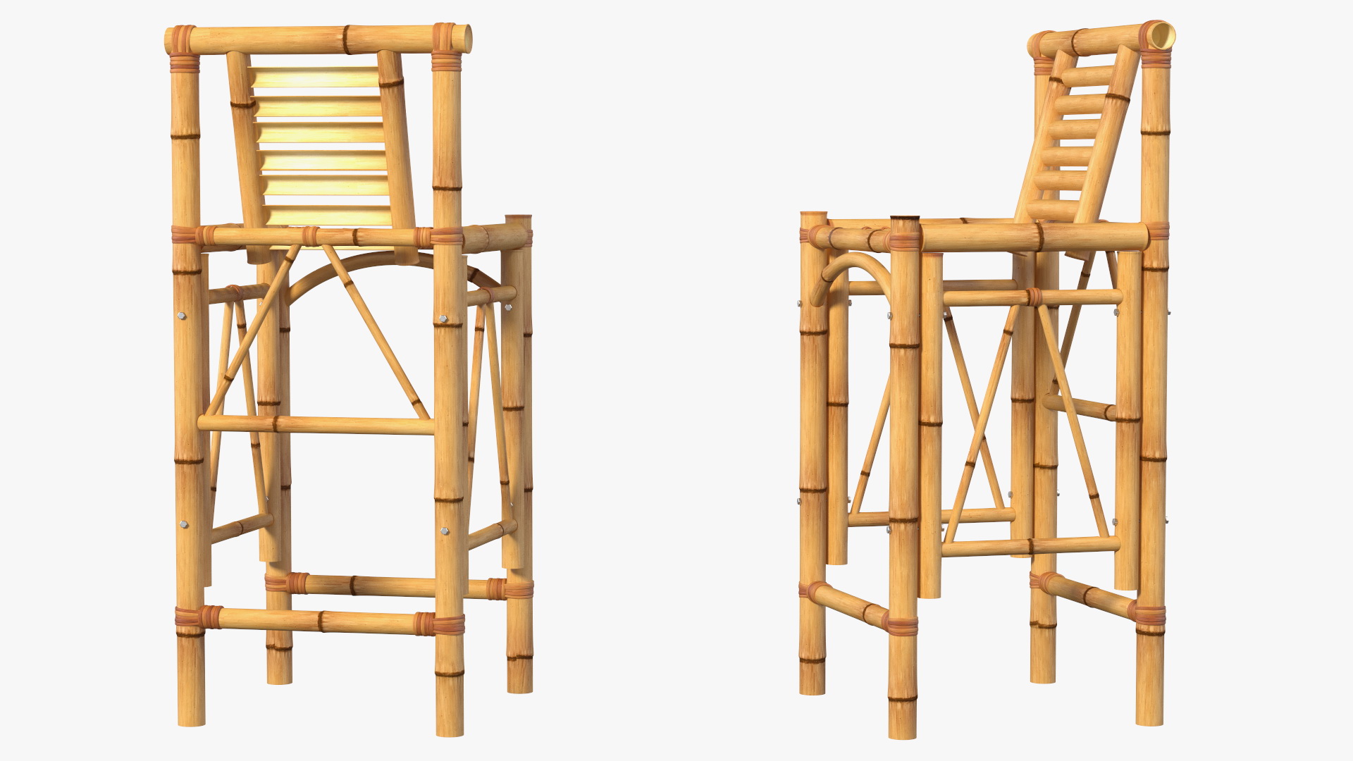 3D Bamboo Bar Stool Square model