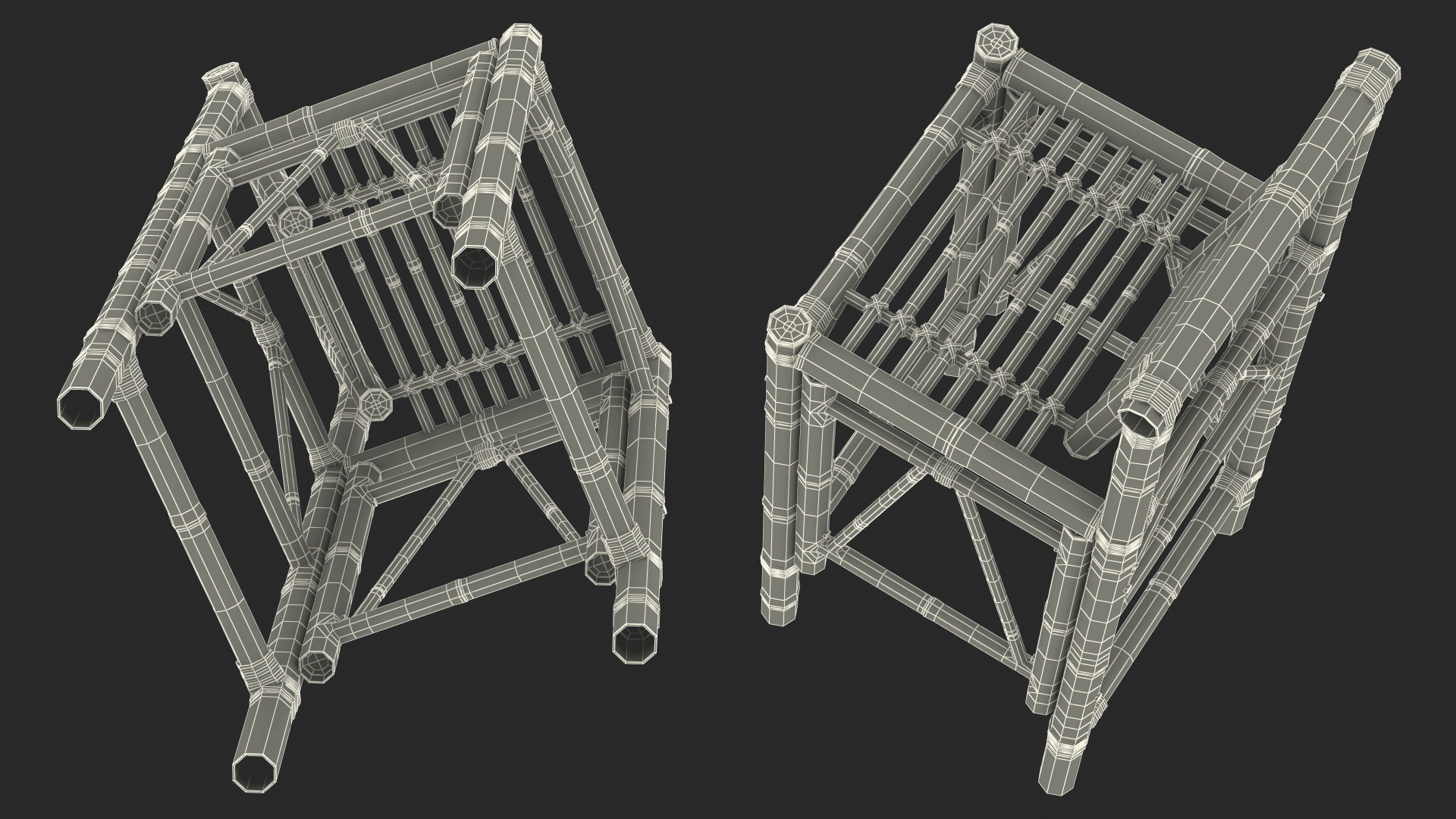 3D Bamboo Bar Stool Square model