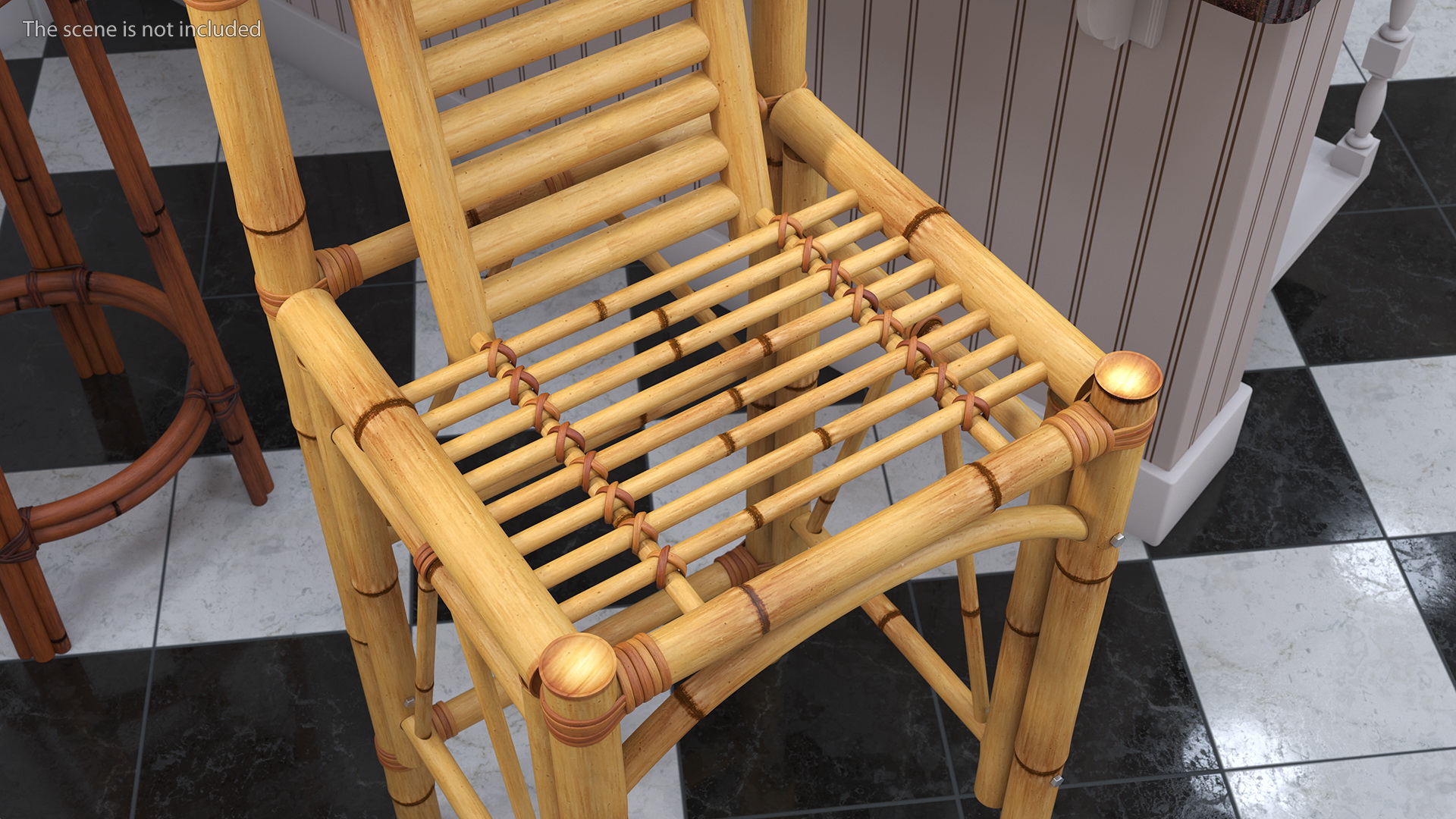 3D Bamboo Bar Stool Square model