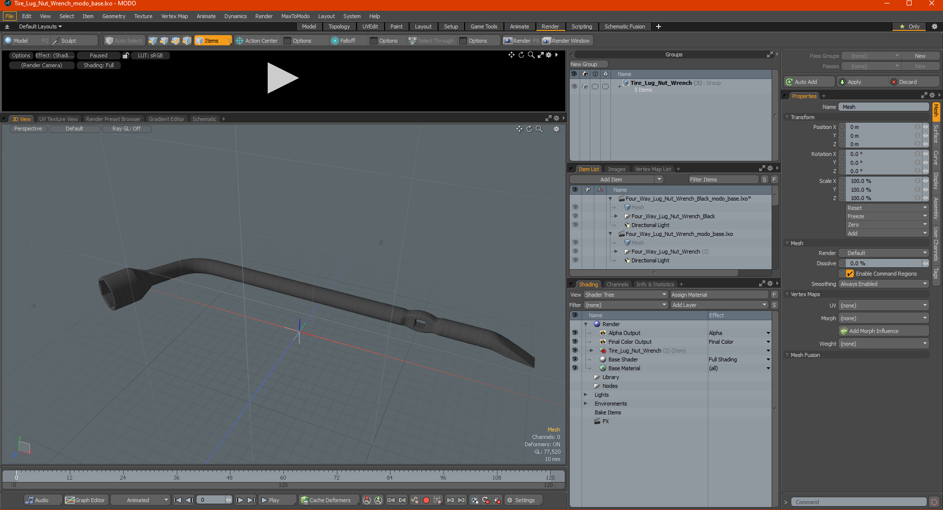 Tire Lug Nut Wrench 3D model