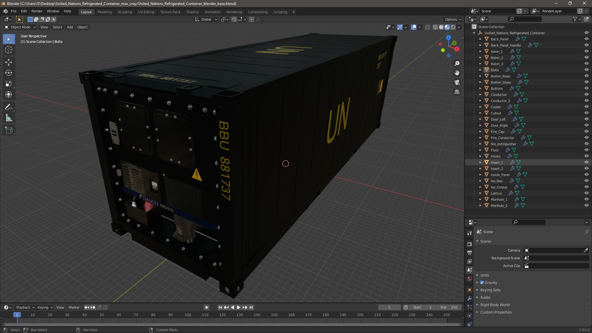 United Nations Refrigerated Container 3D