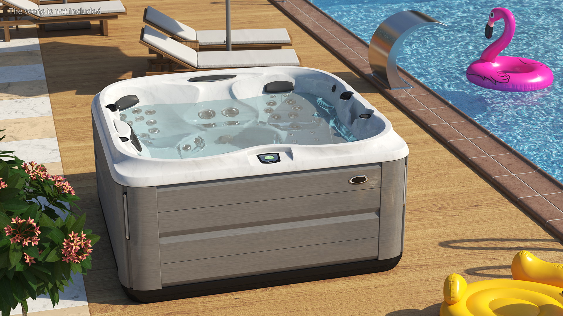 Large Hot Tub with Water 3D model