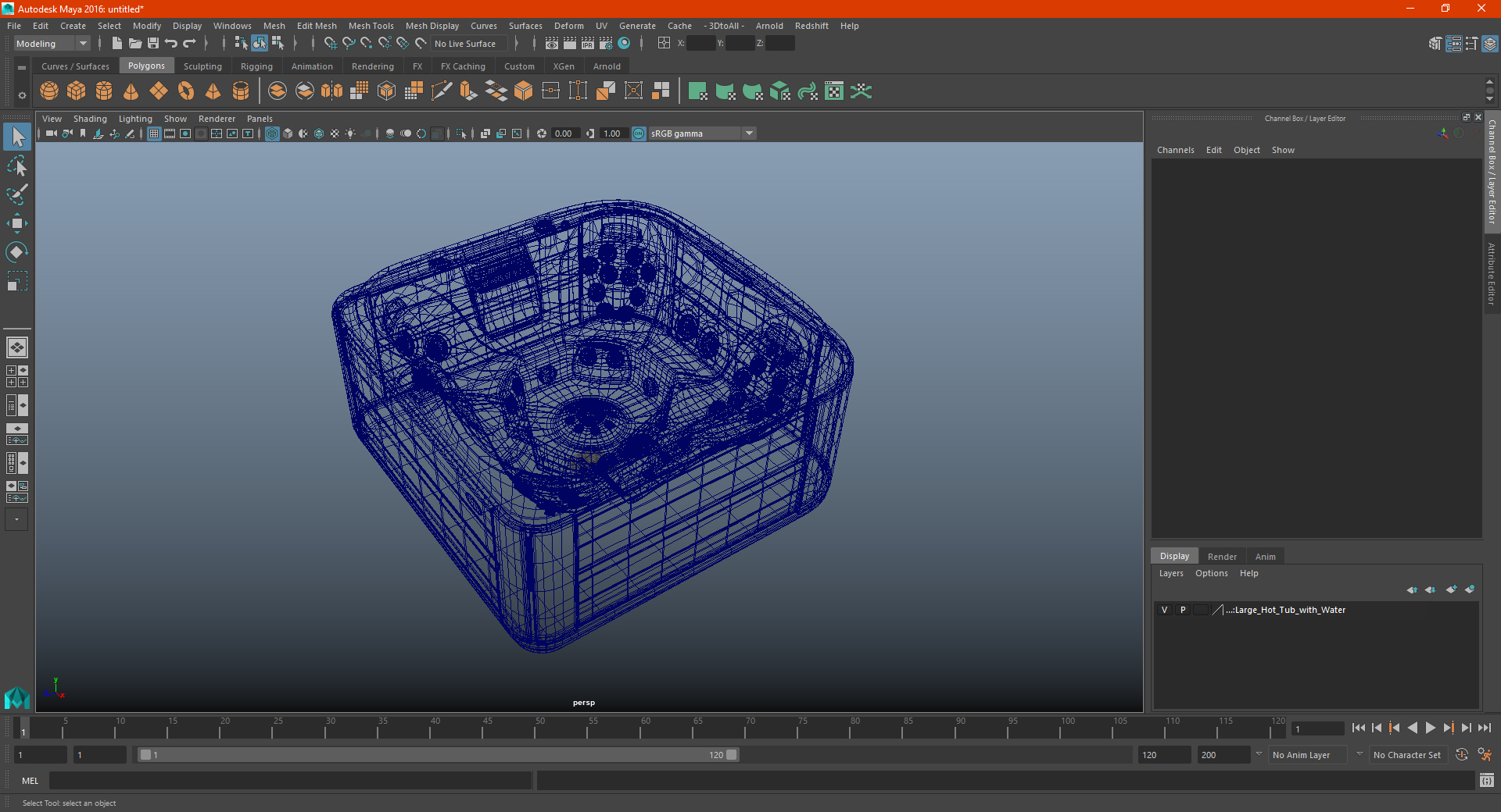 Large Hot Tub with Water 3D model
