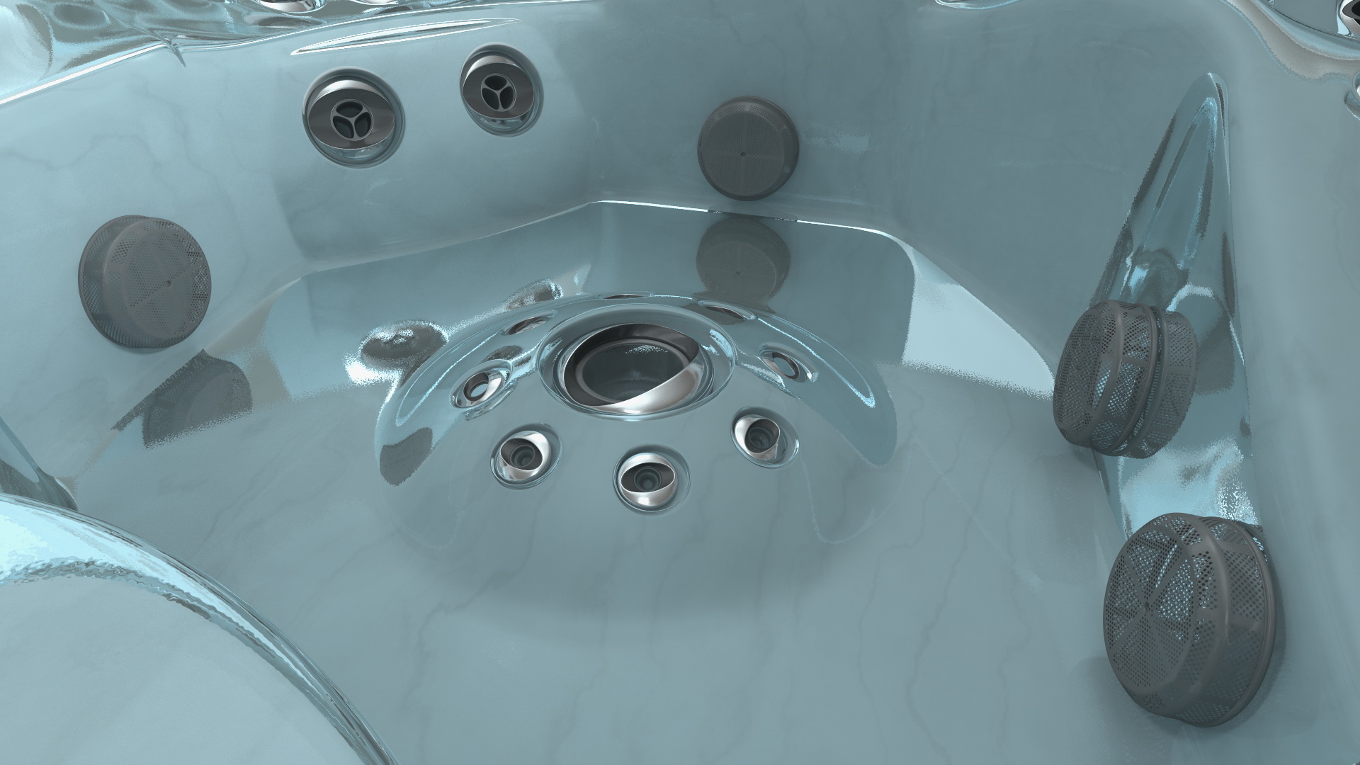 Large Hot Tub with Water 3D model
