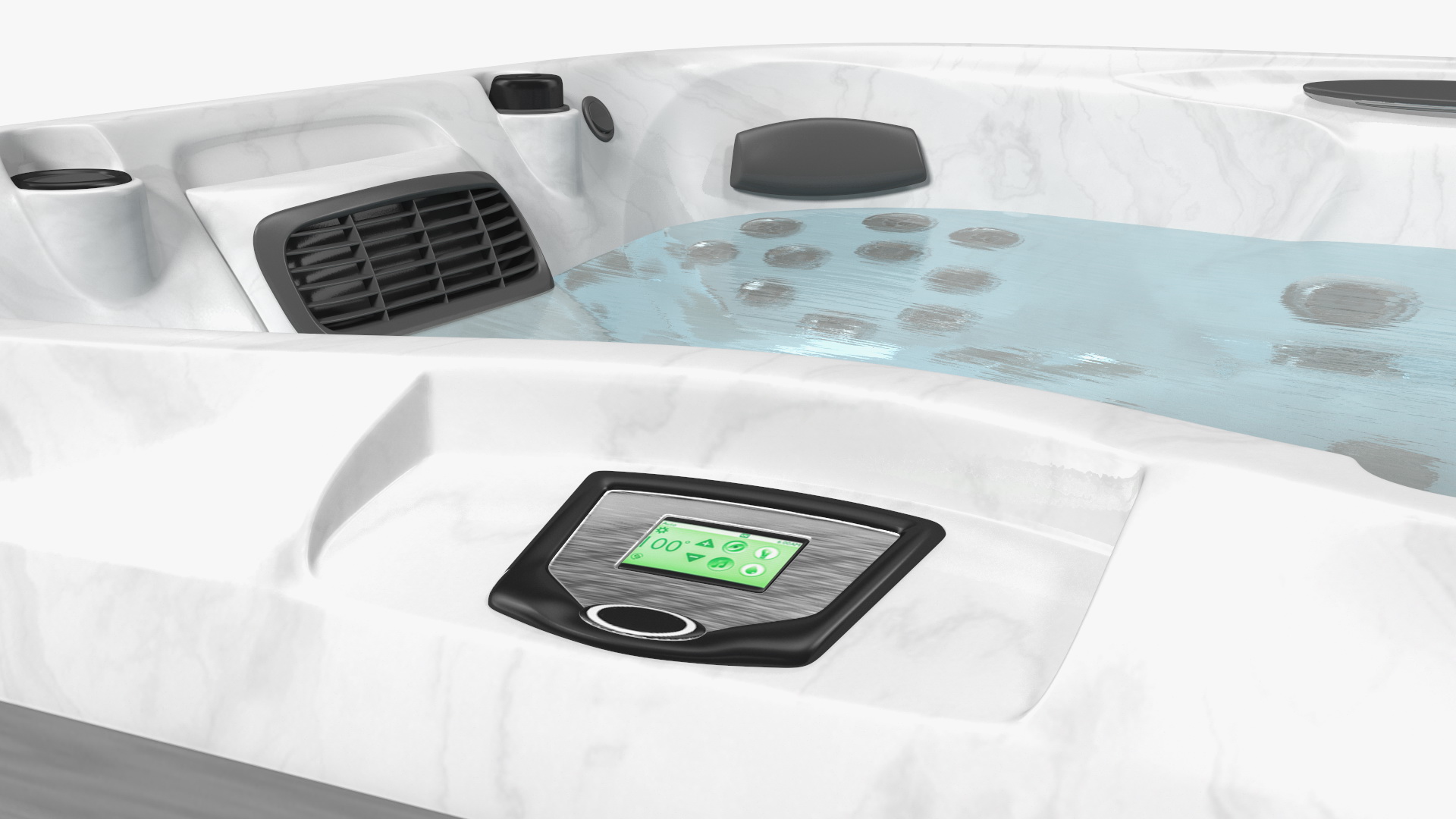 Large Hot Tub with Water 3D model