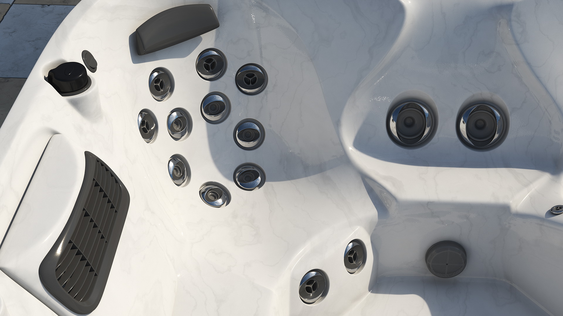 Large Hot Tub with Water 3D model