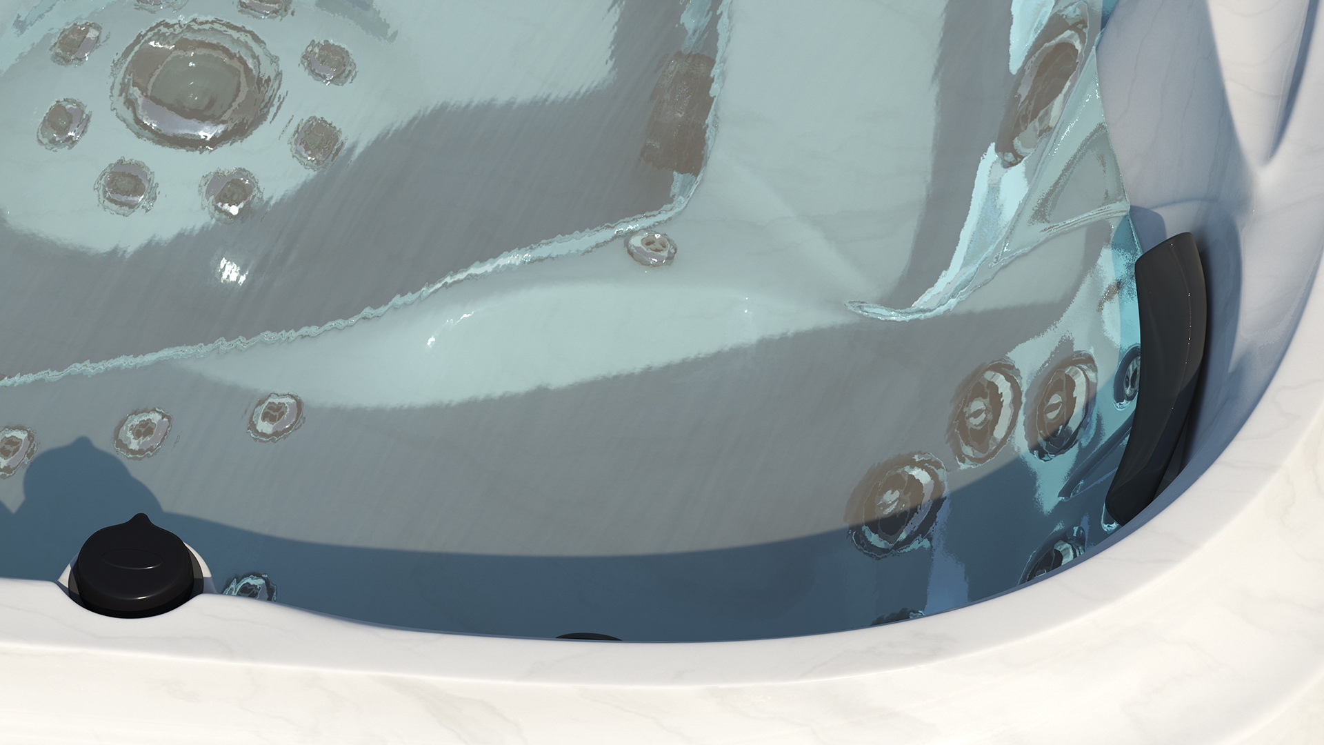 Large Hot Tub with Water 3D model