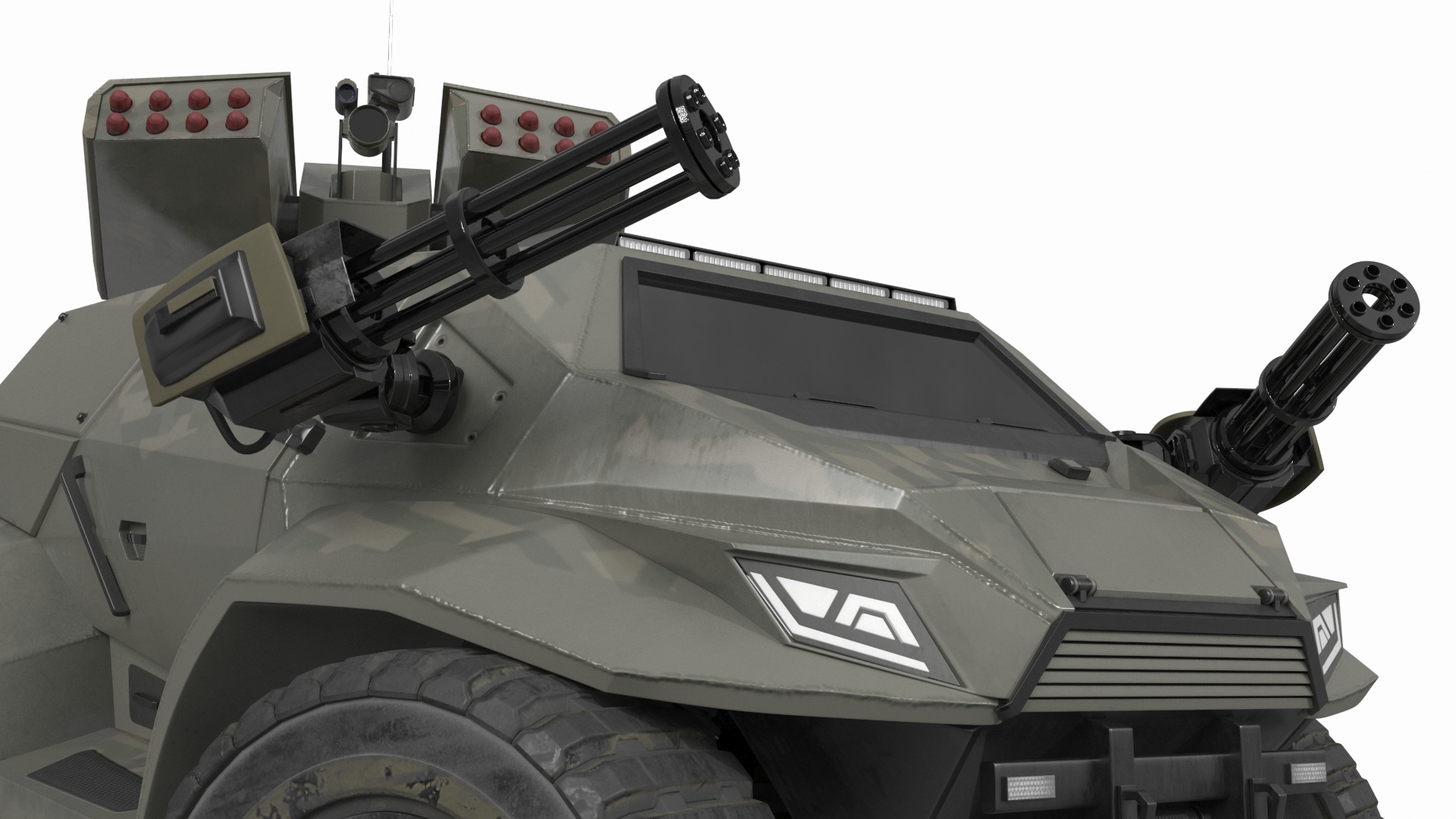 3D Futuristic Military Vehicle Khaki Color Rigged