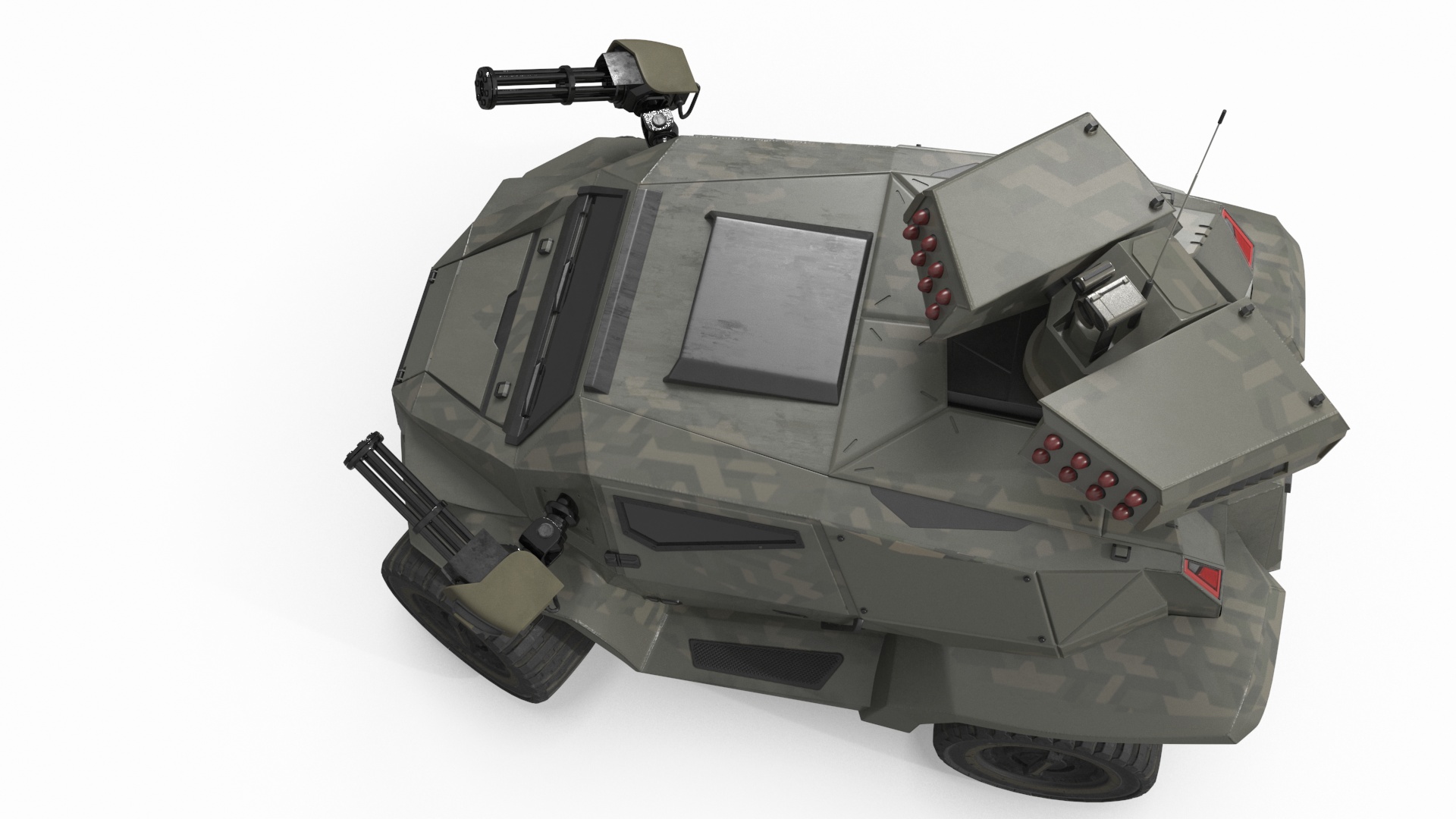 3D Futuristic Military Vehicle Khaki Color Rigged