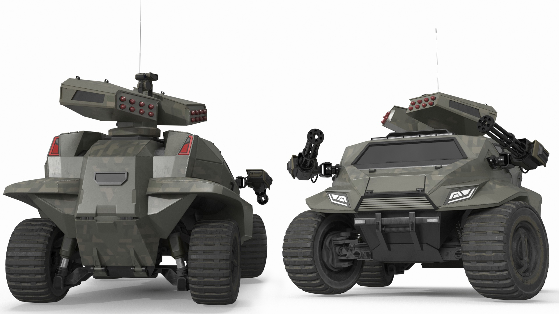 3D Futuristic Military Vehicle Khaki Color Rigged