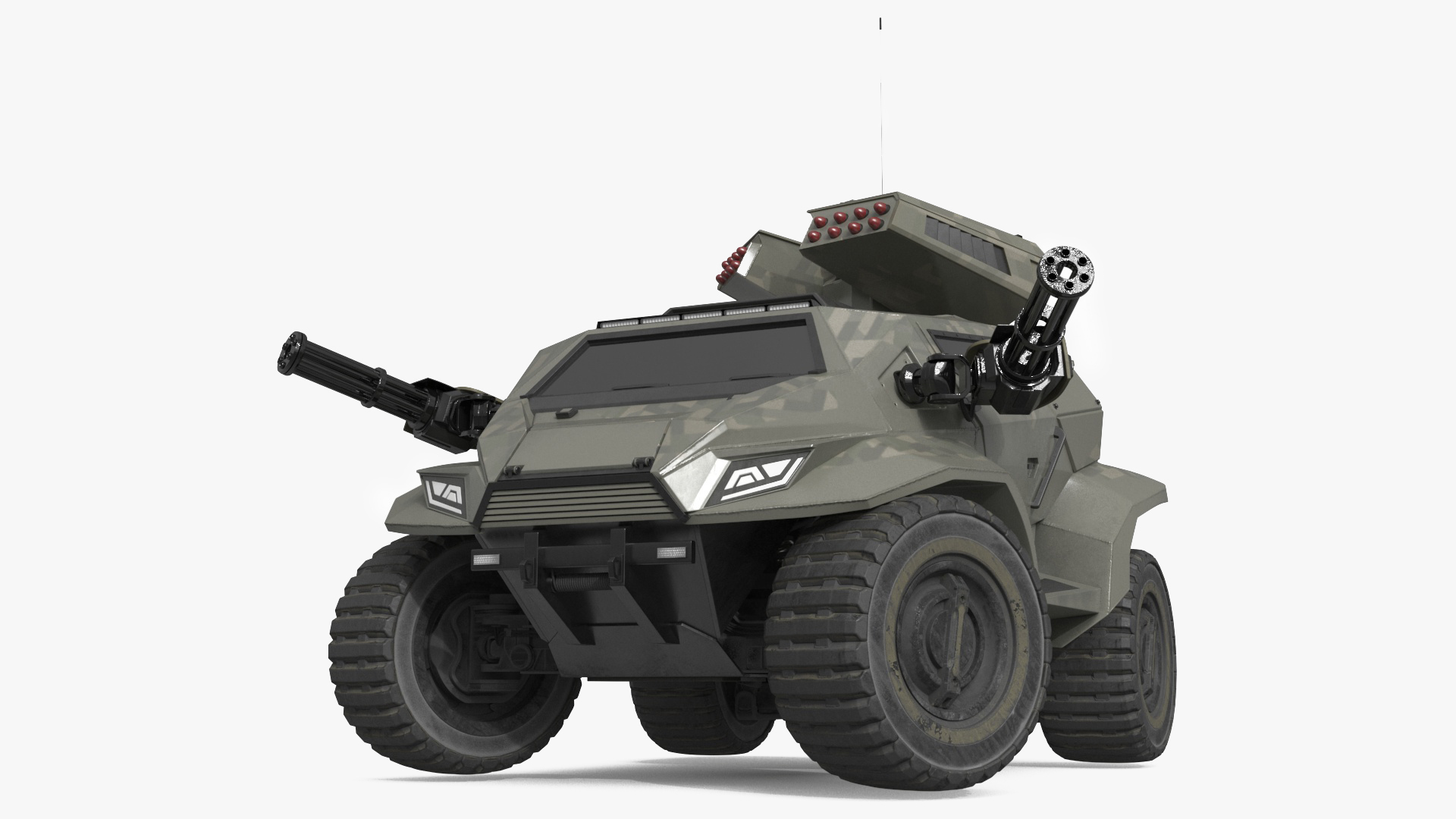3D Futuristic Military Vehicle Khaki Color Rigged