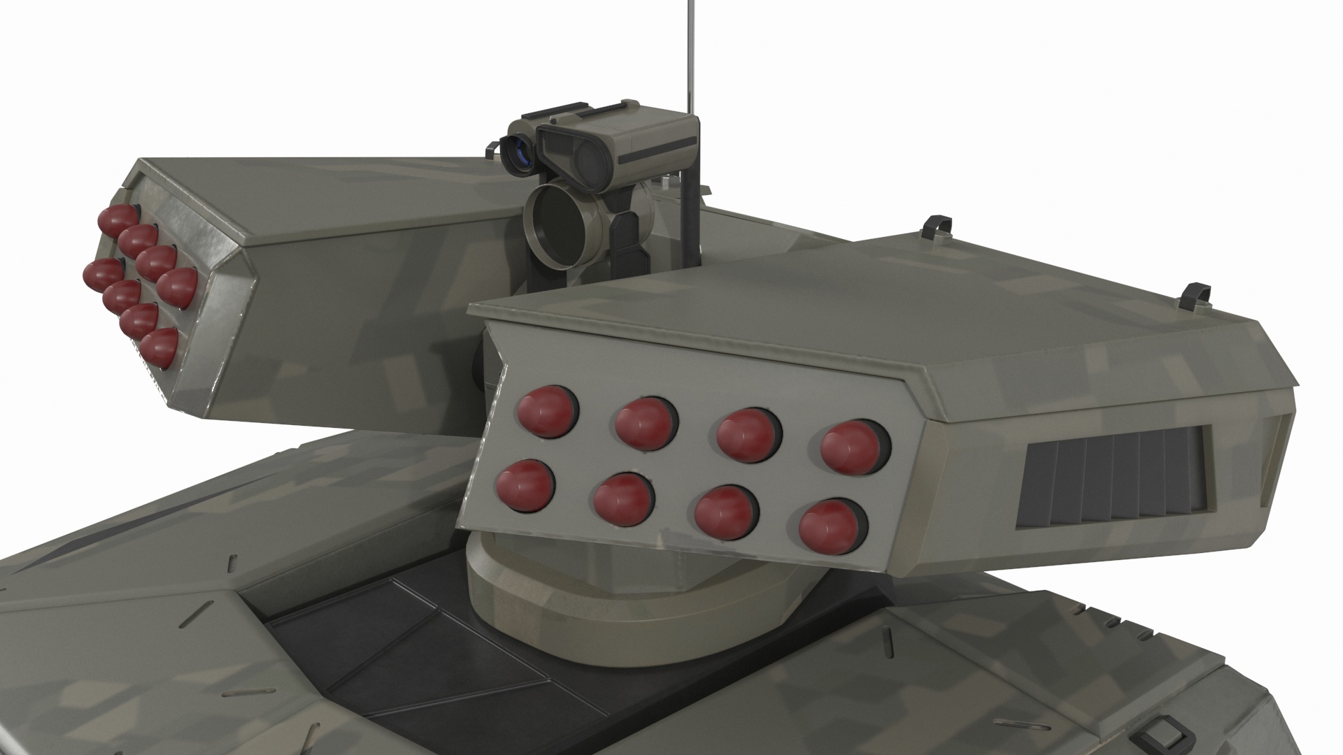 3D Futuristic Military Vehicle Khaki Color Rigged