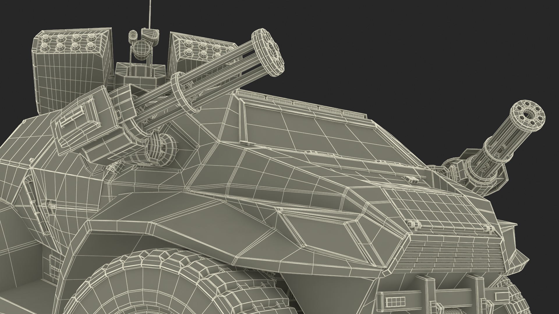 3D Futuristic Military Vehicle Khaki Color Rigged