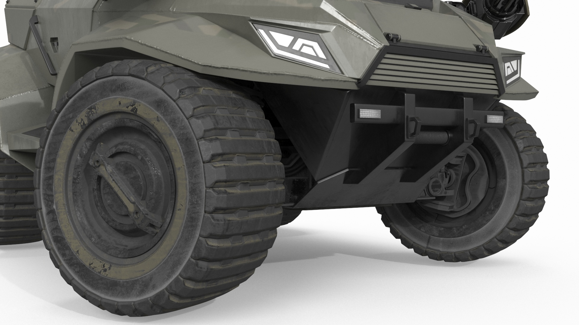 3D Futuristic Military Vehicle Khaki Color Rigged