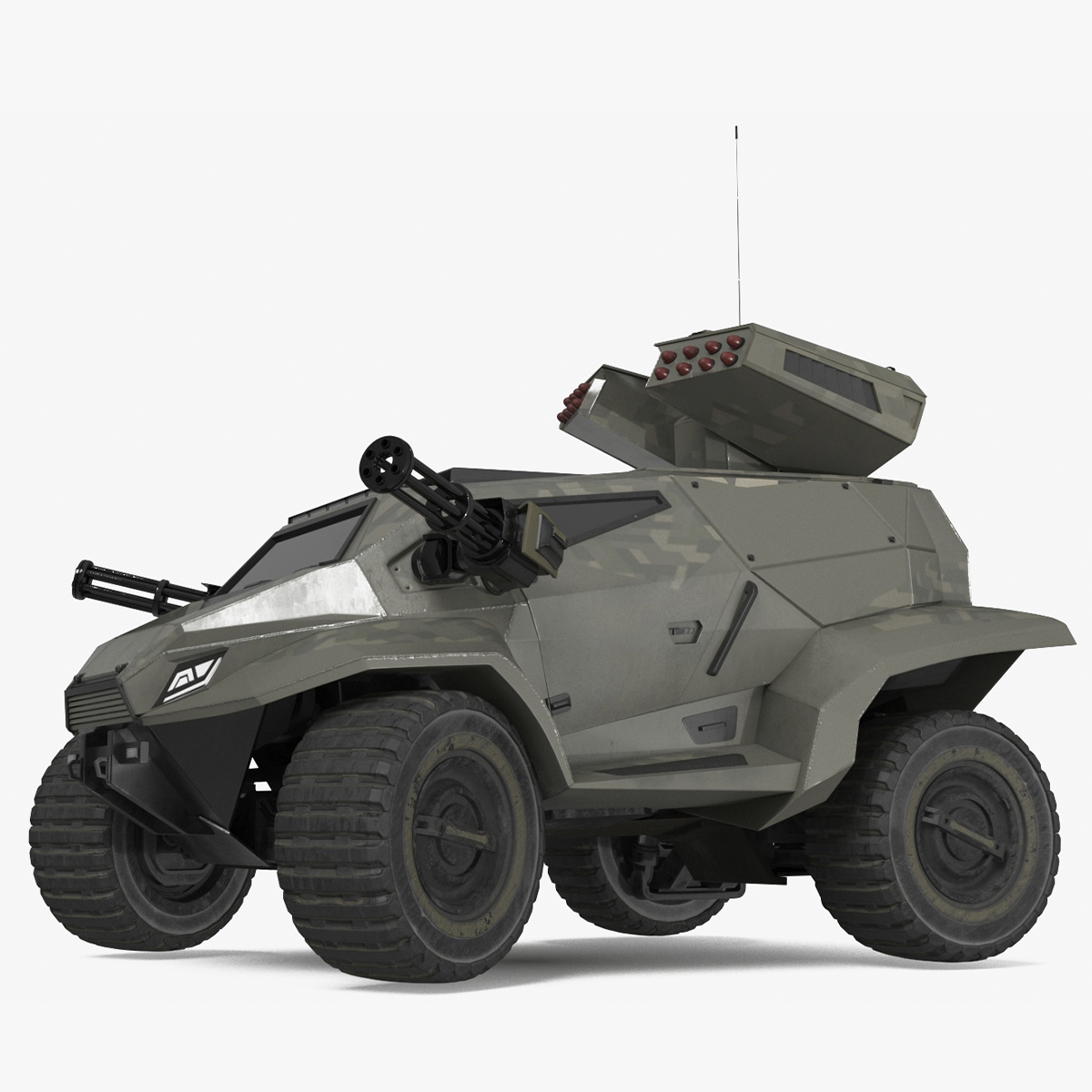 3D Futuristic Military Vehicle Khaki Color Rigged