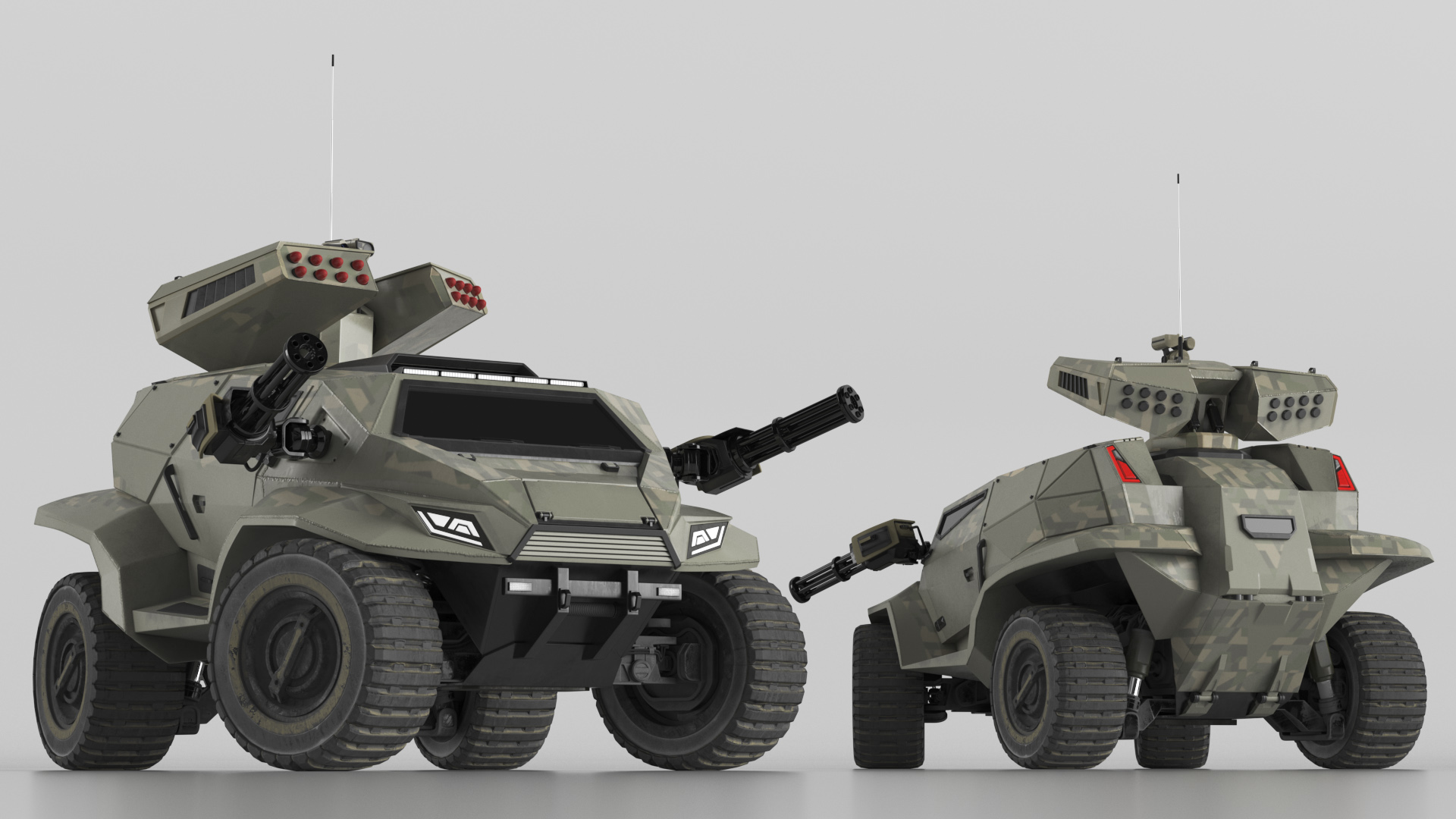3D Futuristic Military Vehicle Khaki Color Rigged