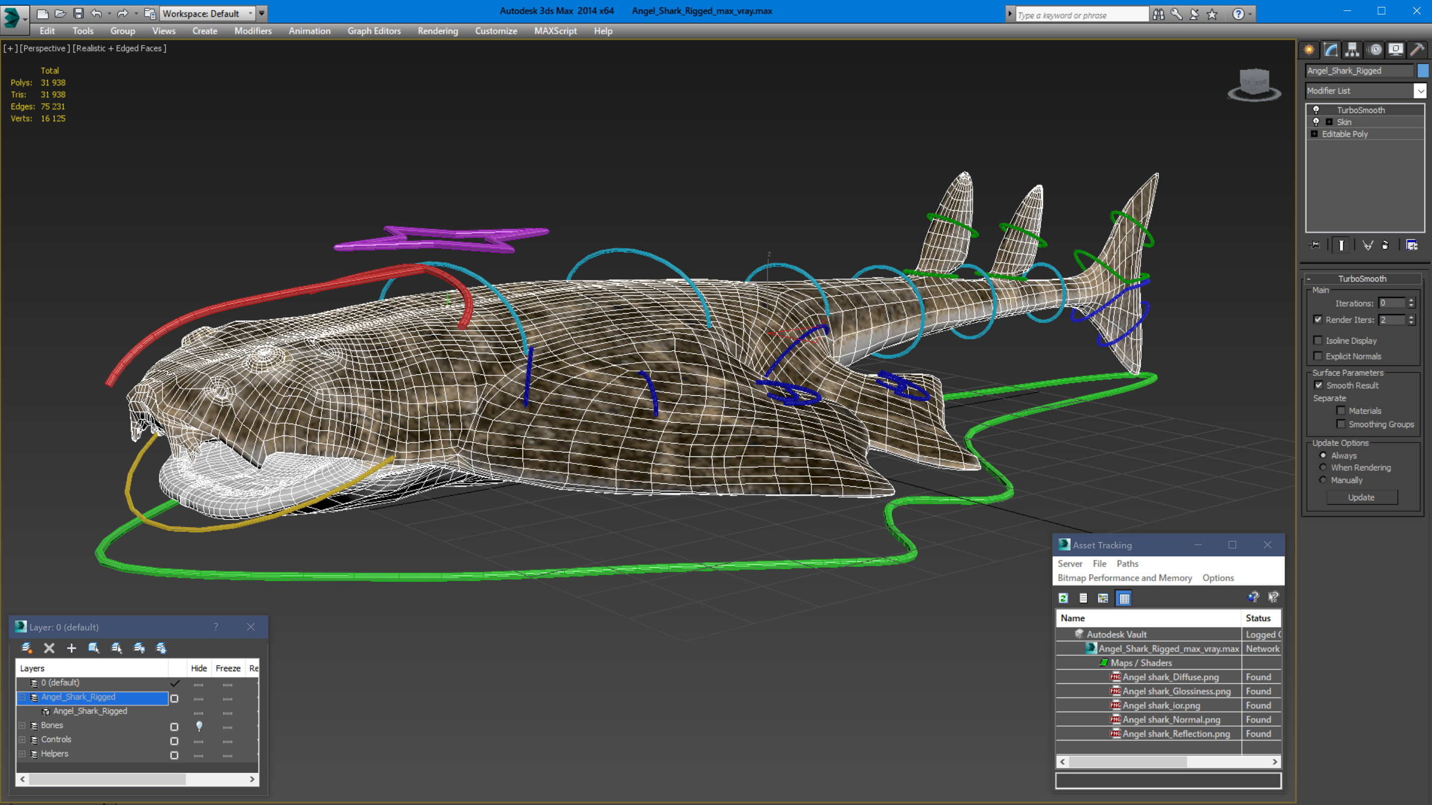 3D Angel Shark Rigged model