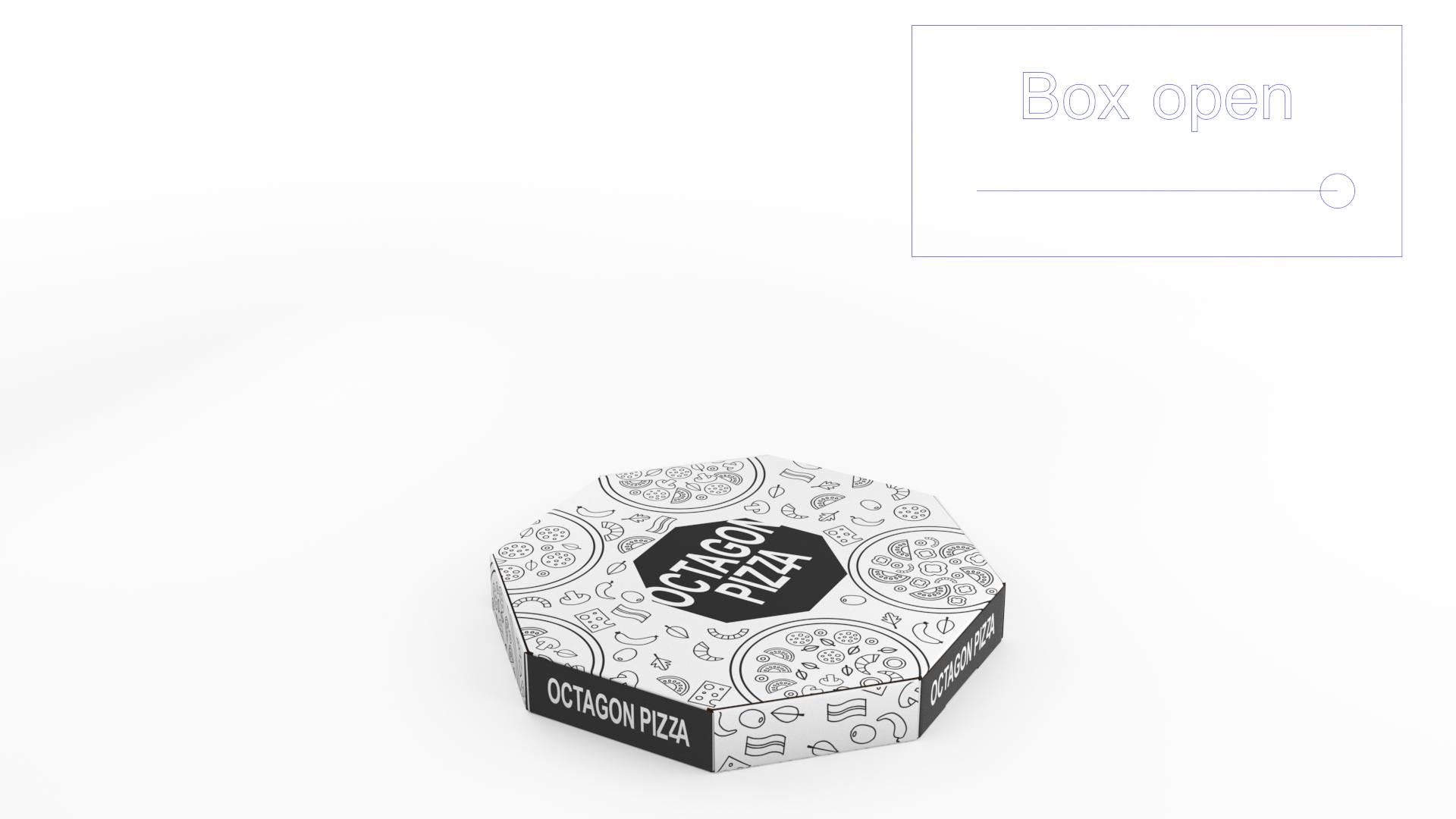 Octagonal Pizza Box with Pizza Rigged 3D