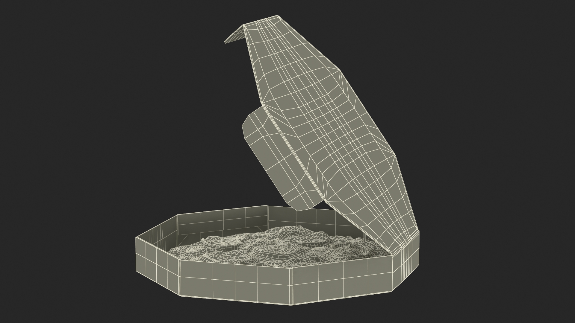 Octagonal Pizza Box with Pizza Rigged 3D