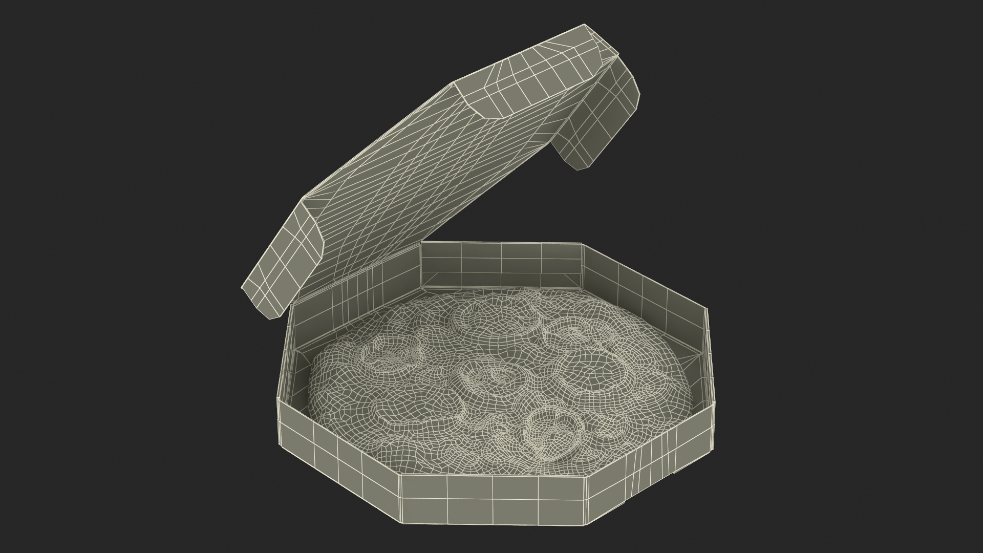 Octagonal Pizza Box with Pizza Rigged 3D