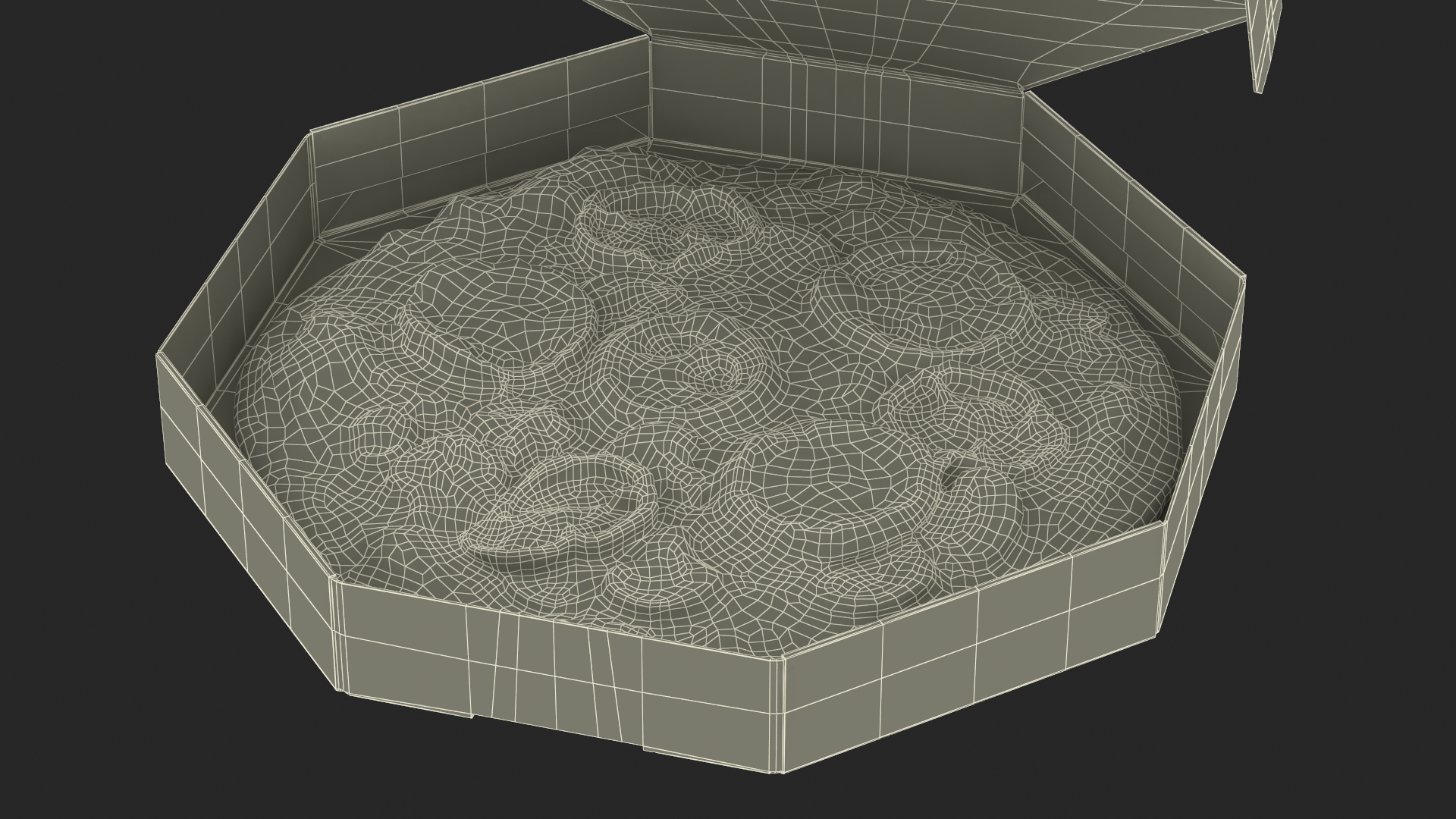 Octagonal Pizza Box with Pizza Rigged 3D