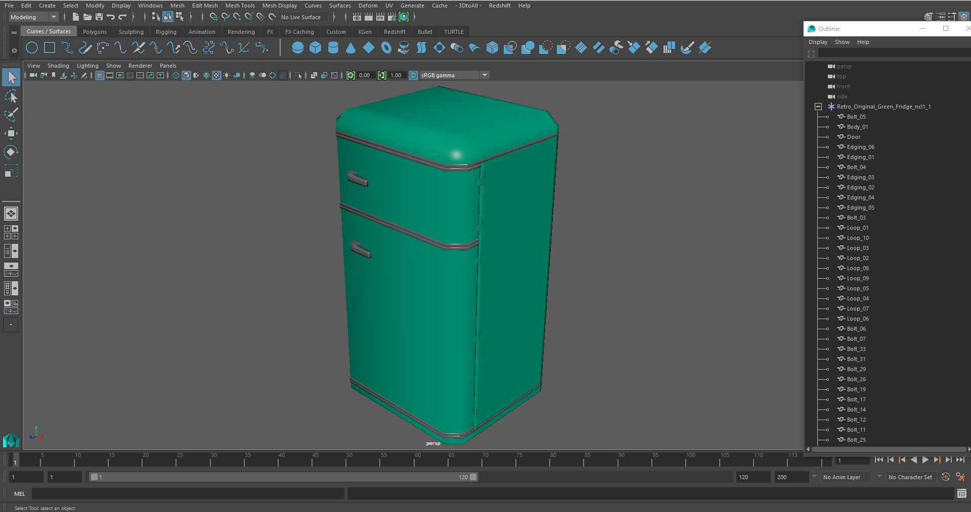 Retro Original Green Fridge 3D