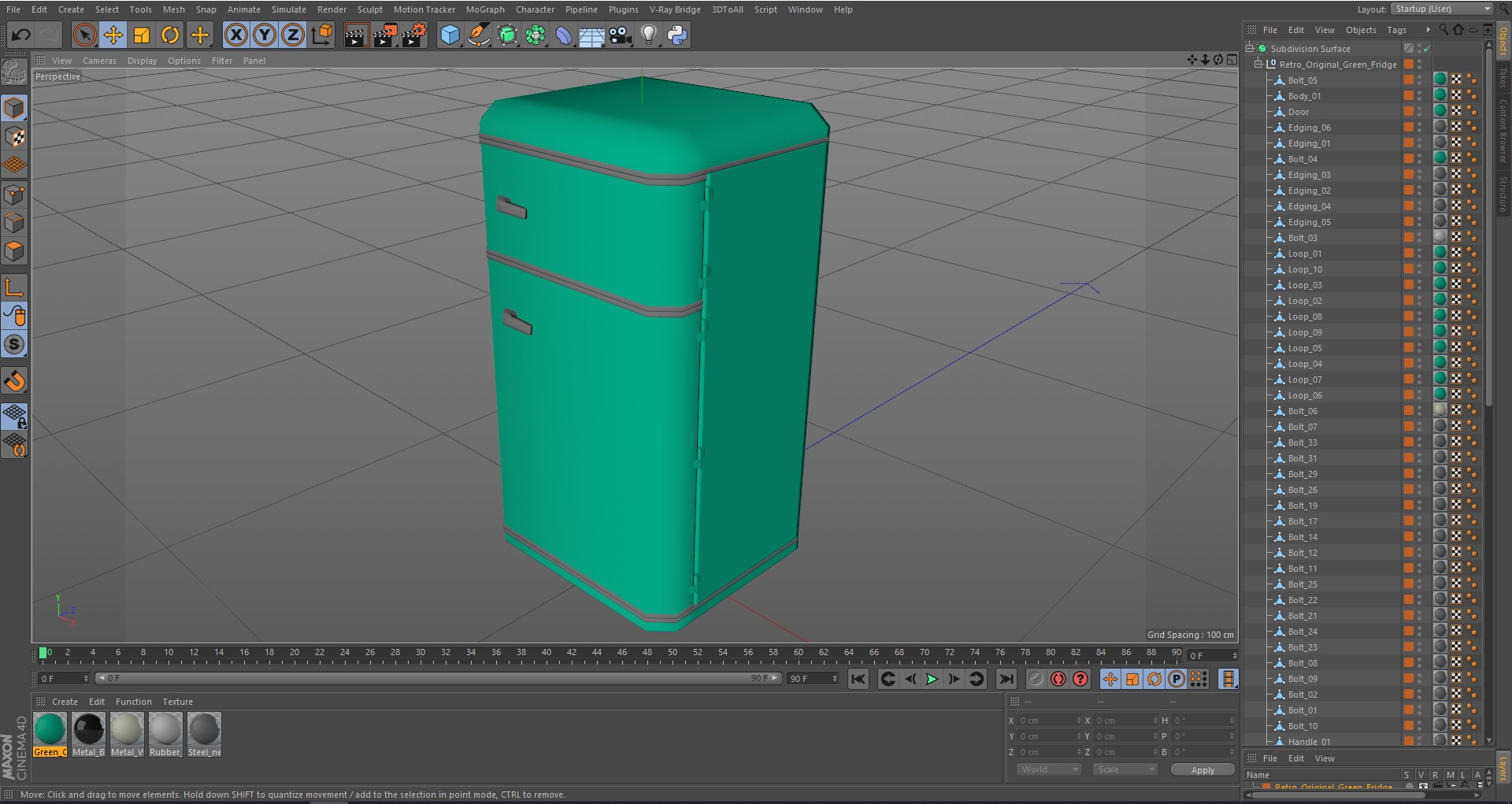 Retro Original Green Fridge 3D