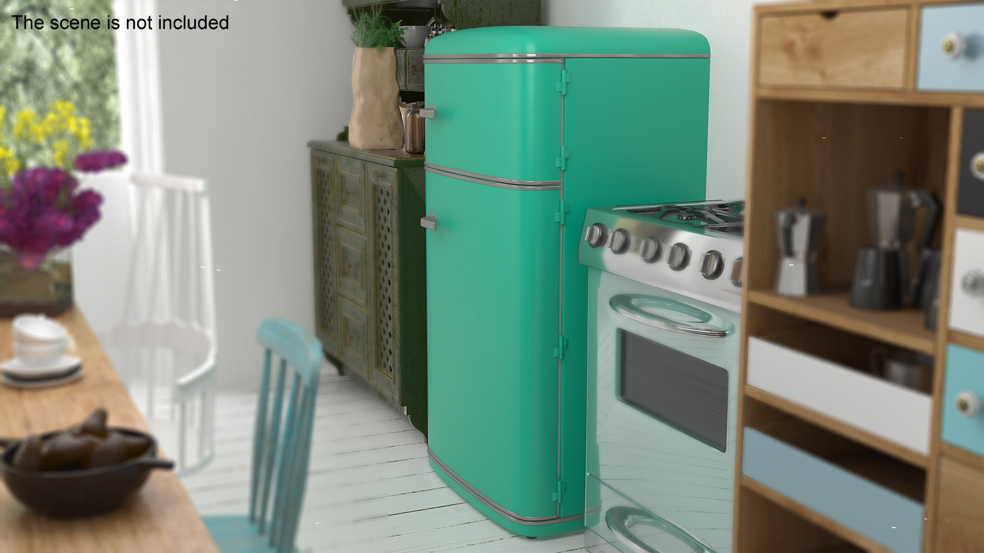 Retro Original Green Fridge 3D