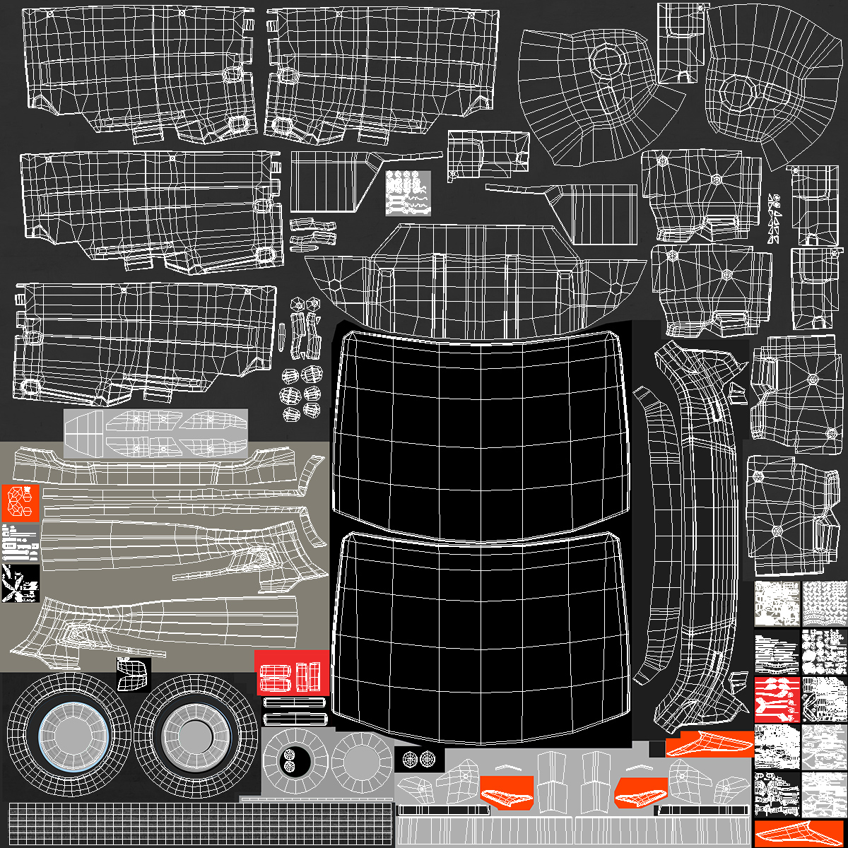 Cargo Van Barn Doors Gray Rigged 3D