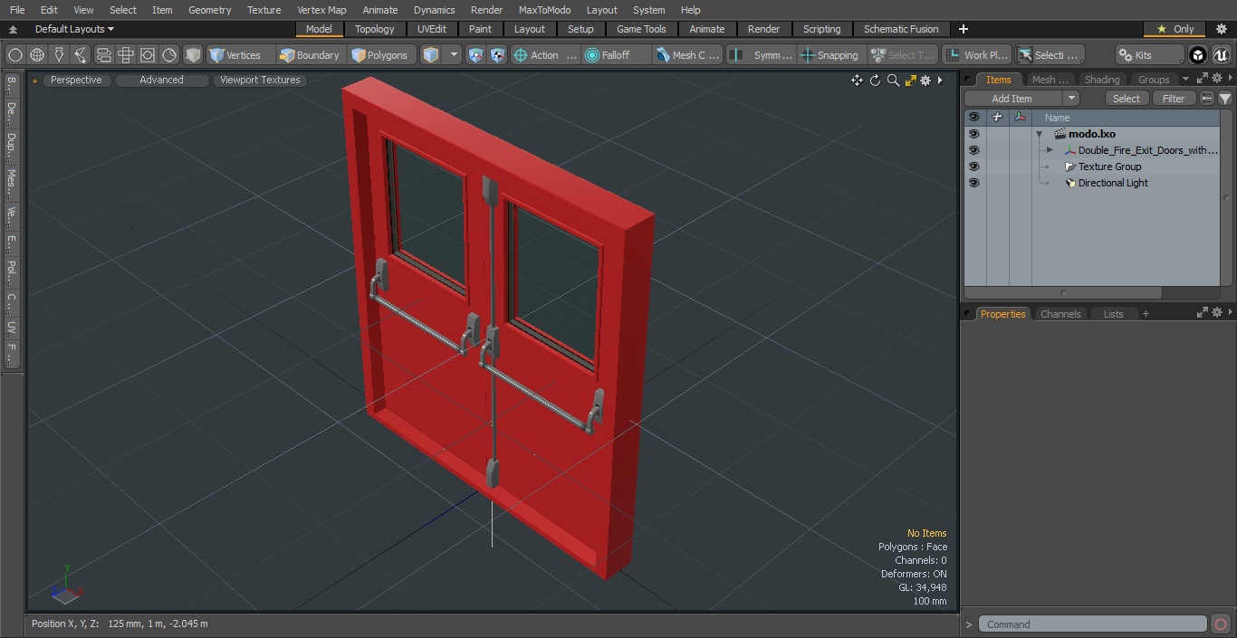 Double Fire Exit Doors with Panic Bar 3D