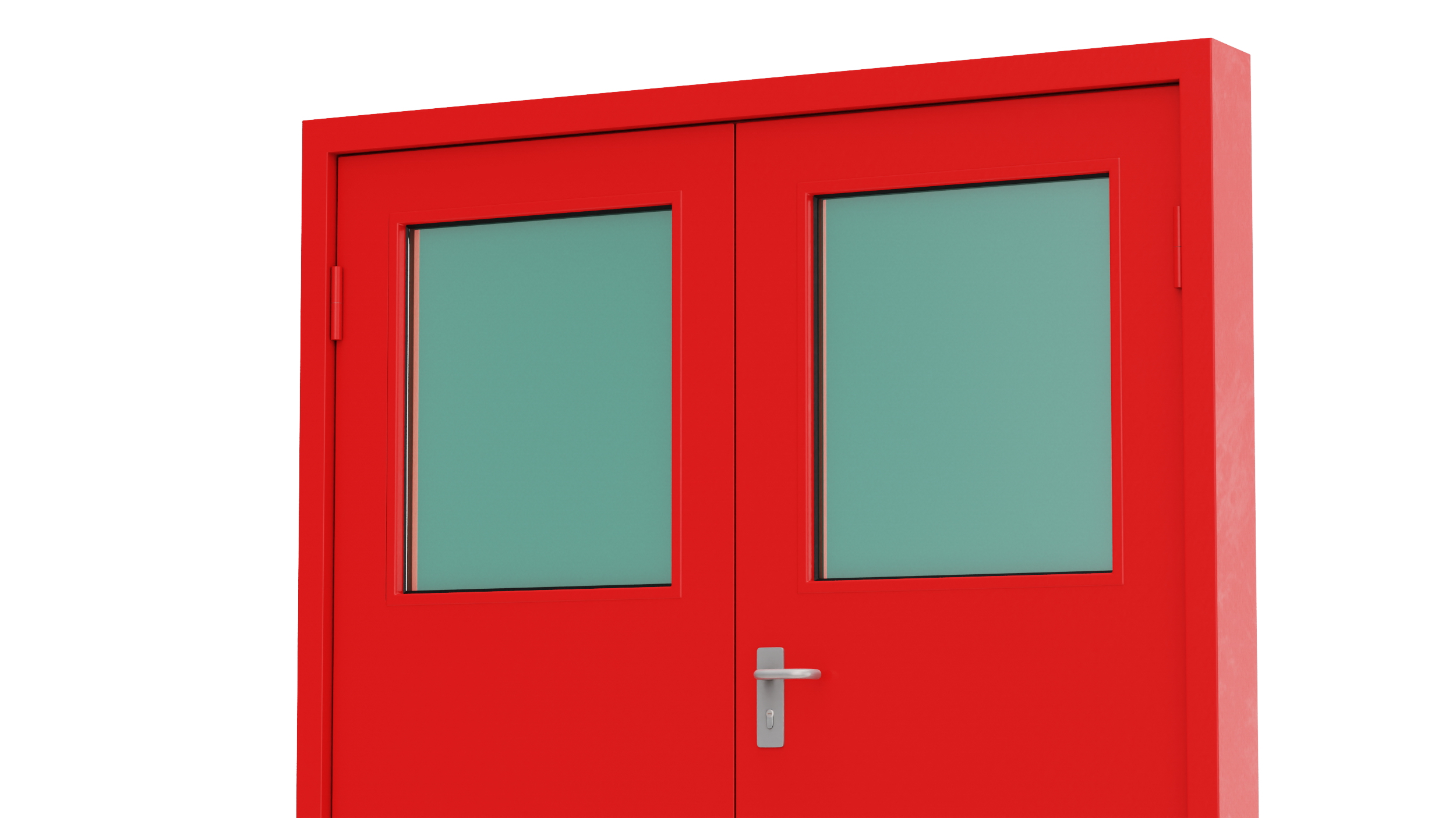 Double Fire Exit Doors with Panic Bar 3D