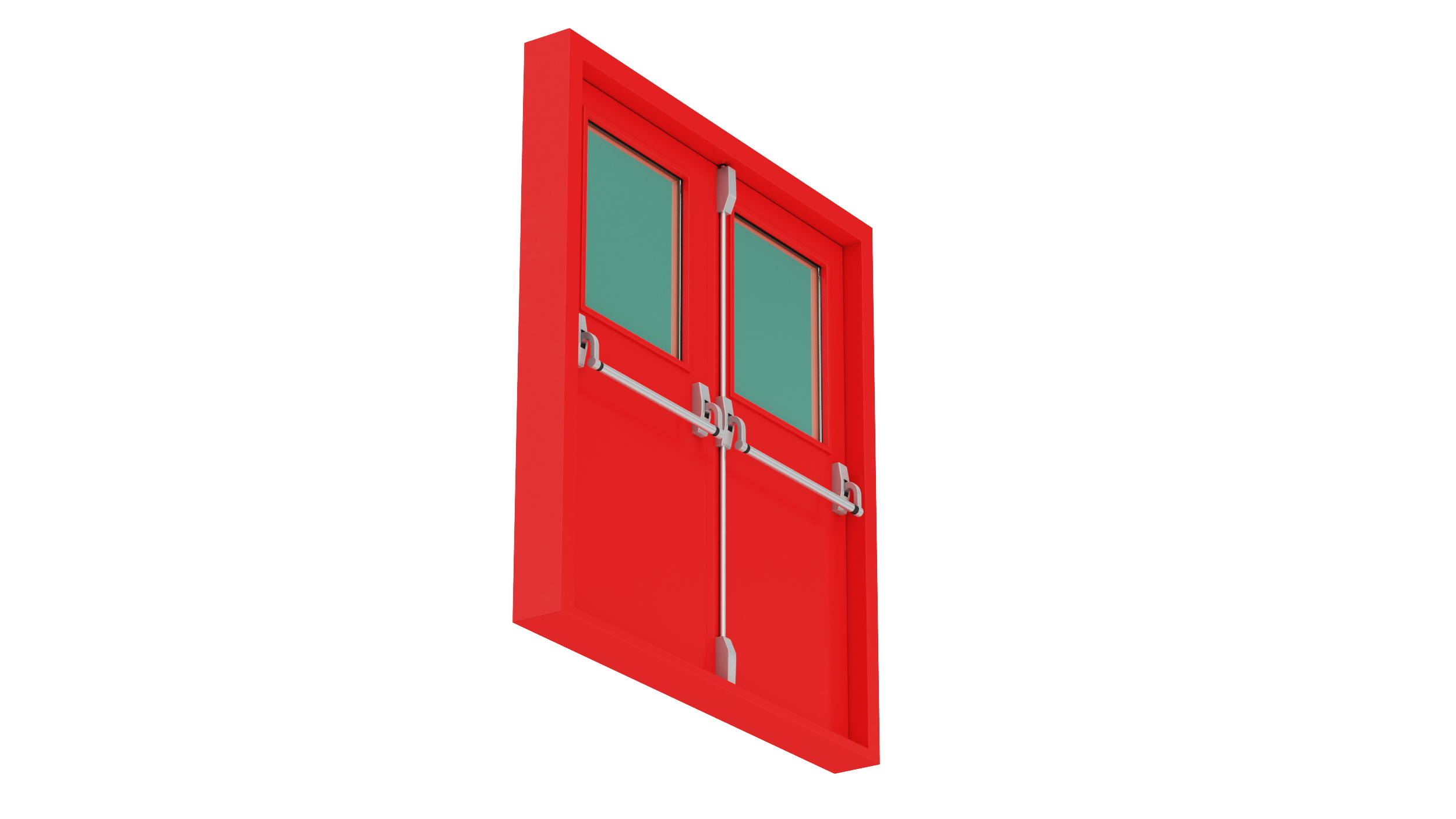 Double Fire Exit Doors with Panic Bar 3D