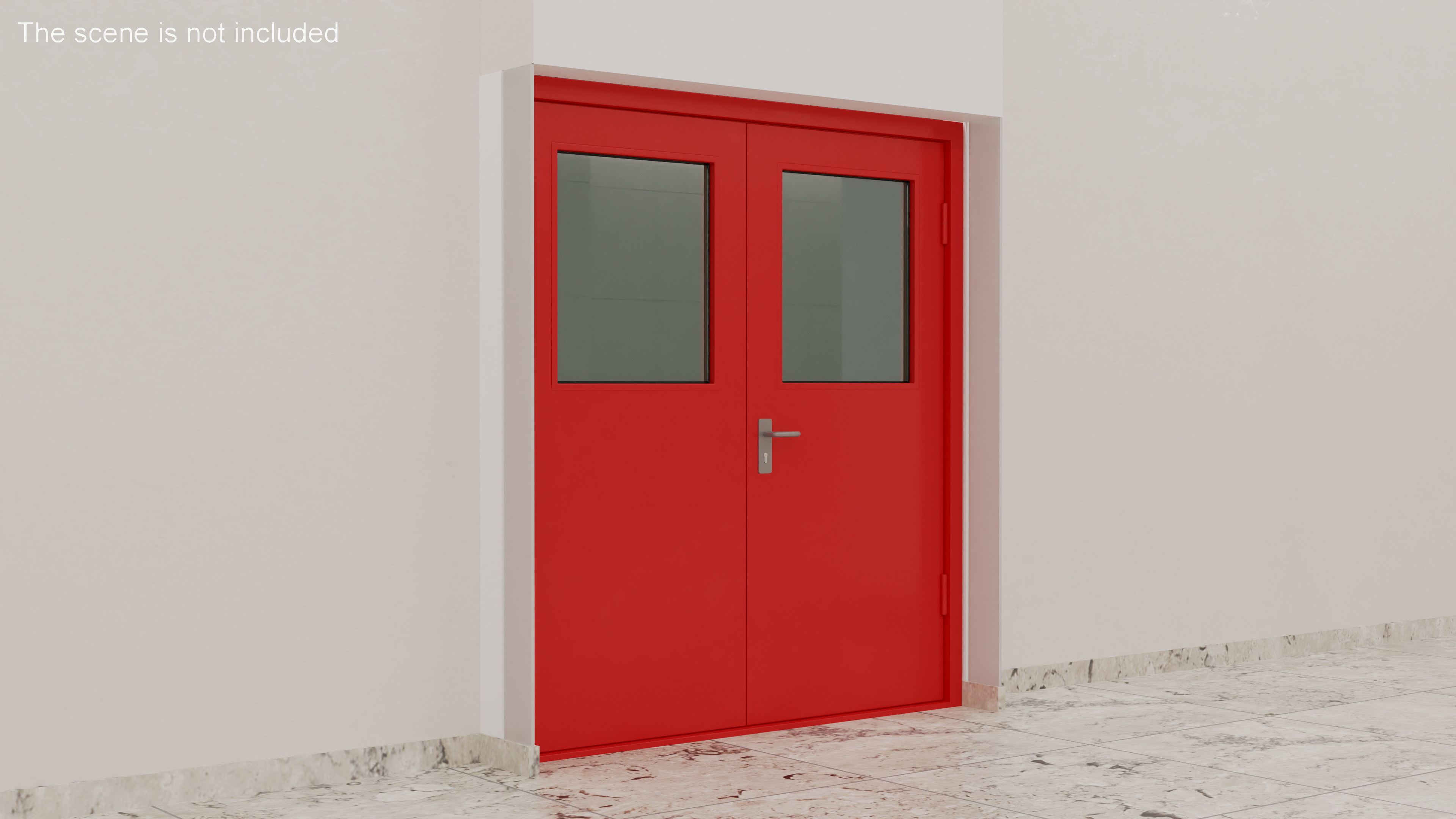 Double Fire Exit Doors with Panic Bar 3D