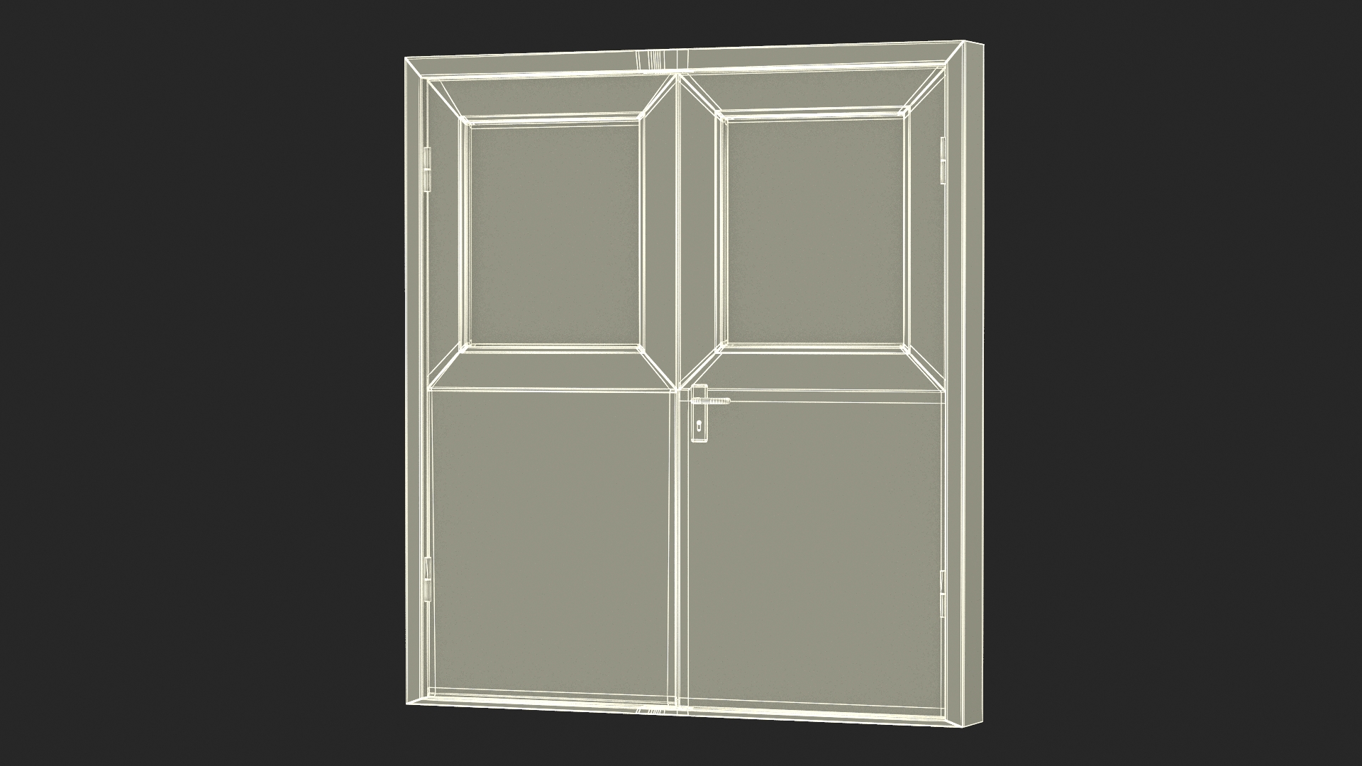 Double Fire Exit Doors with Panic Bar 3D