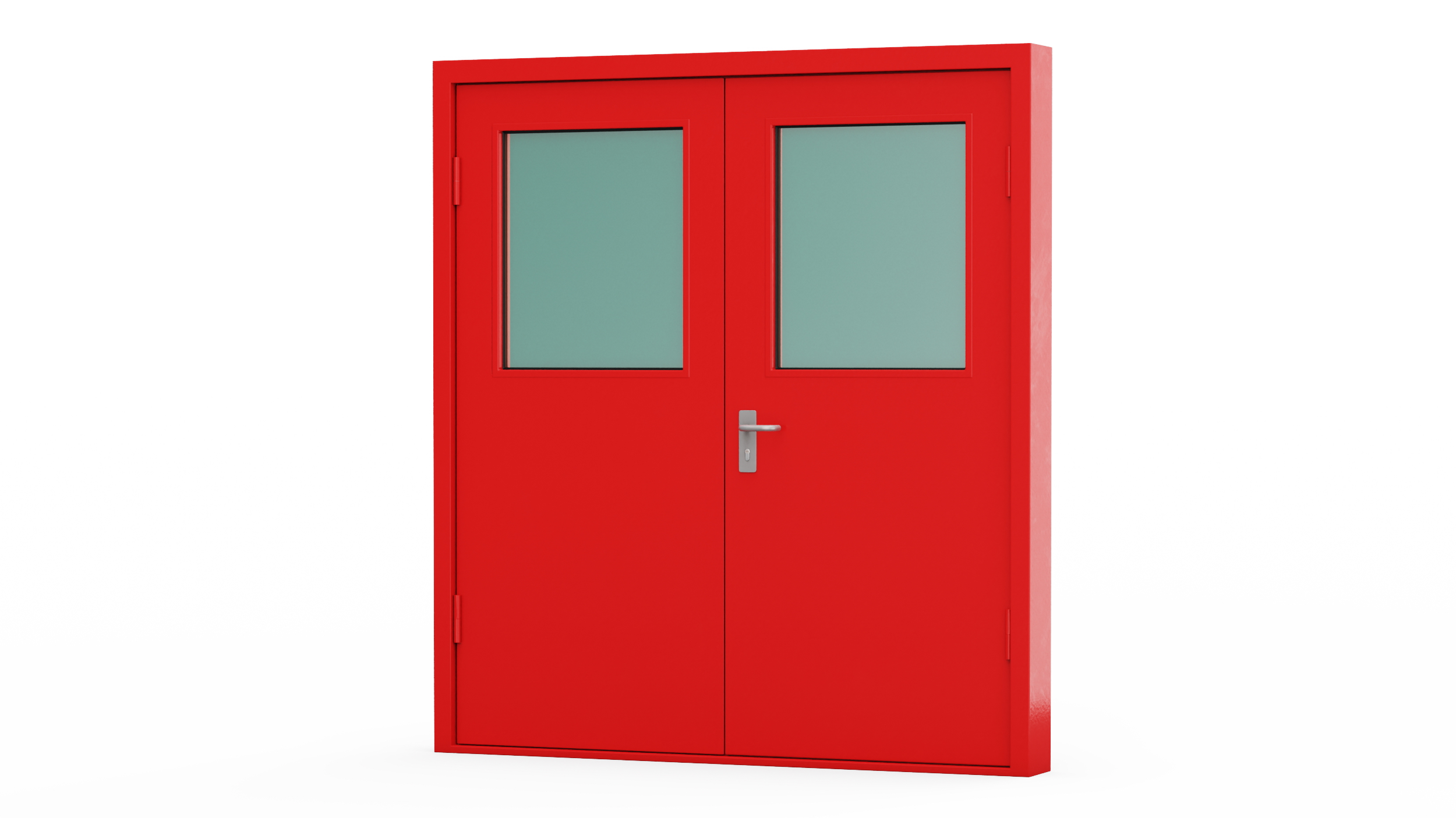 Double Fire Exit Doors with Panic Bar 3D