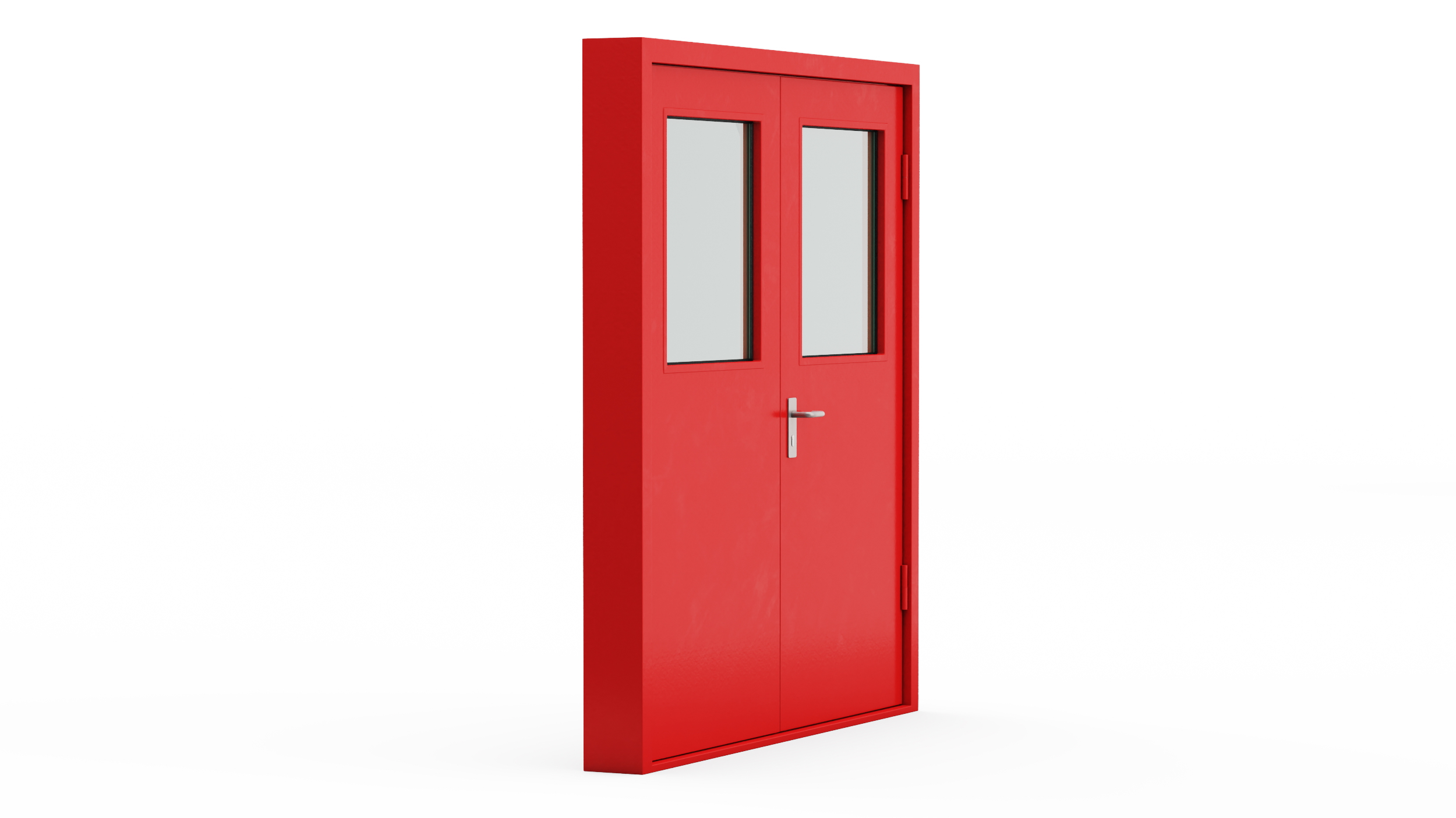 Double Fire Exit Doors with Panic Bar 3D