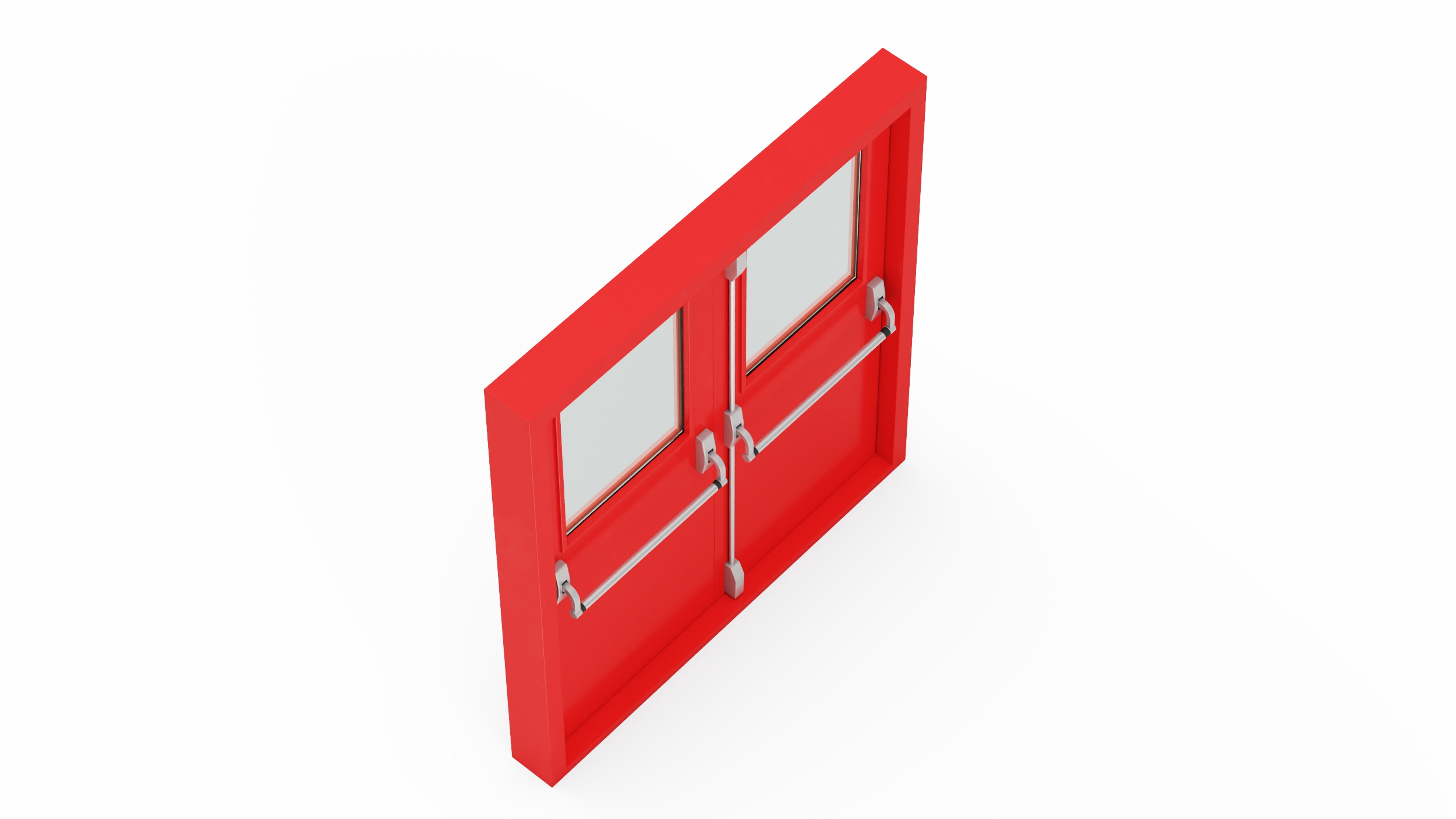 Double Fire Exit Doors with Panic Bar 3D