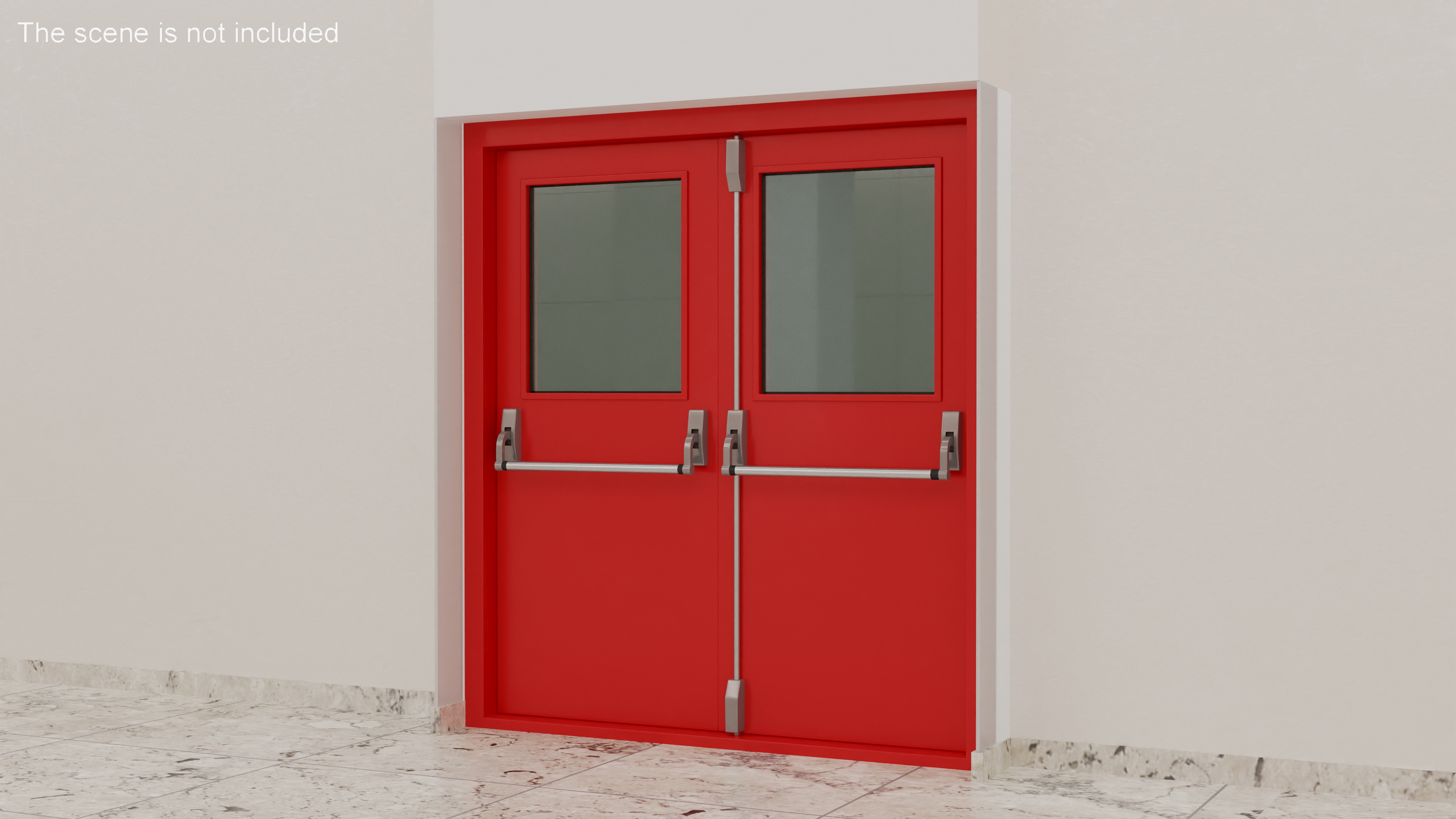 Double Fire Exit Doors with Panic Bar 3D