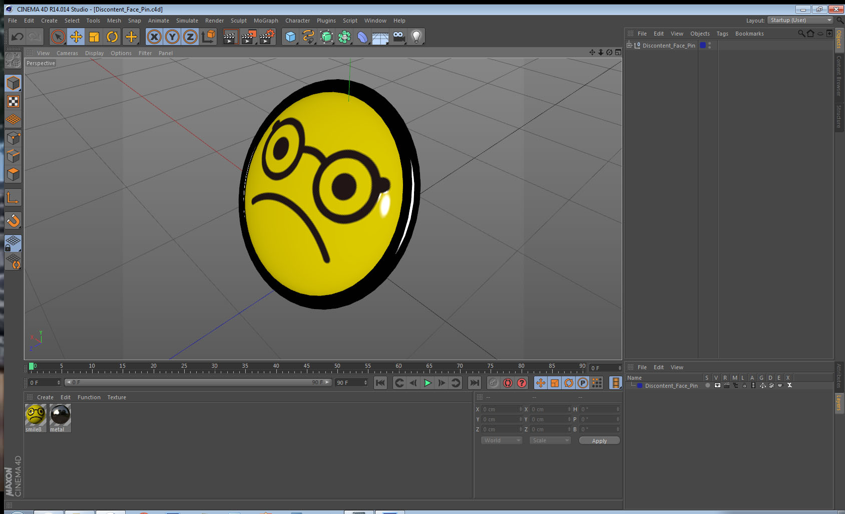 Discontent Face Pin 3D model