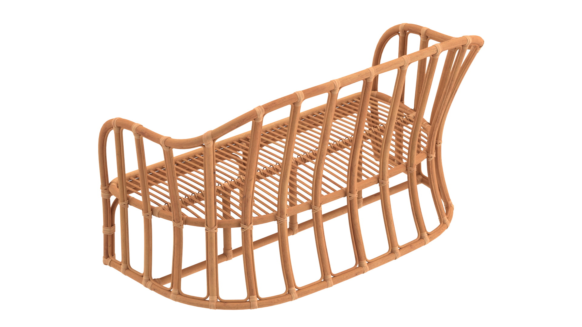 Vintage Rattan Sofa 3D model