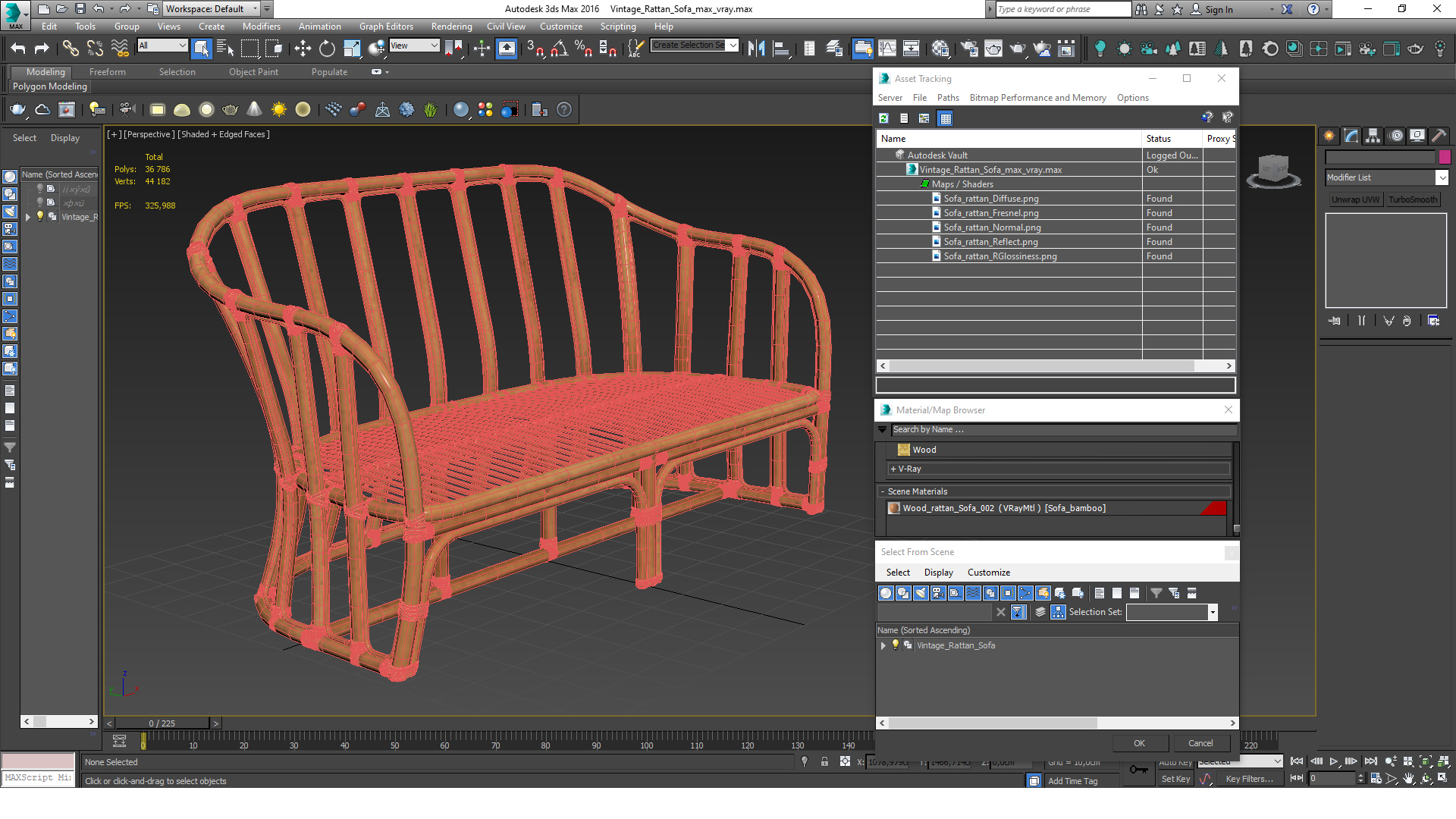 Vintage Rattan Sofa 3D model