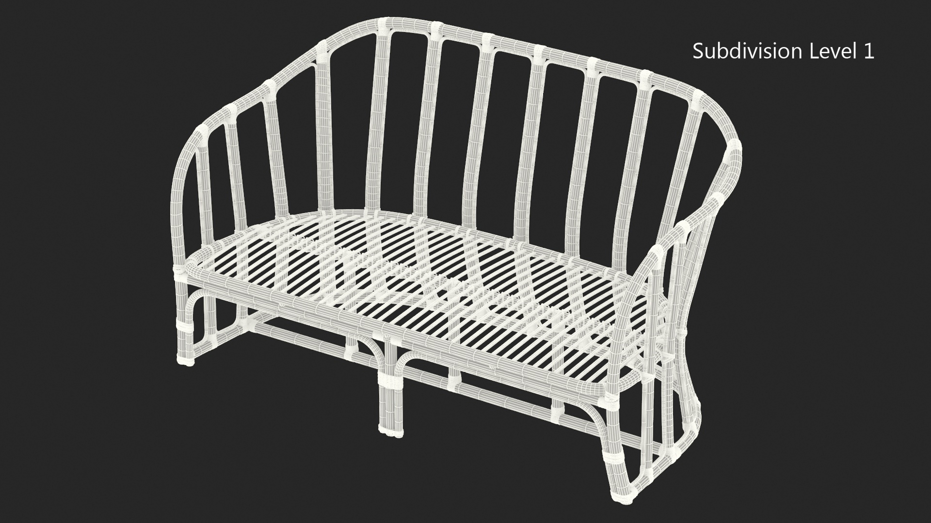 Vintage Rattan Sofa 3D model